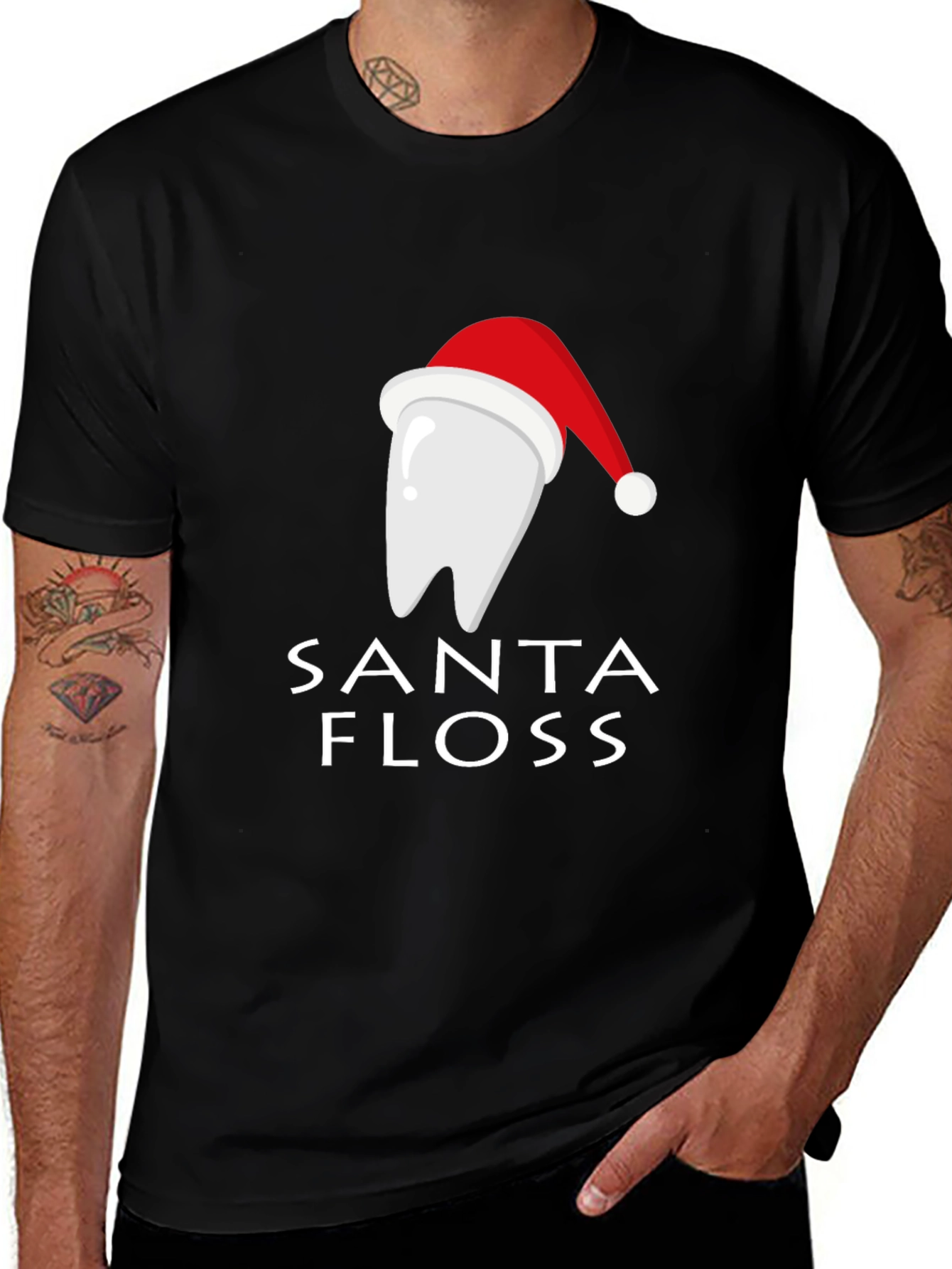 Santa Floss T-Shirt - Holiday Dental Humor Tee