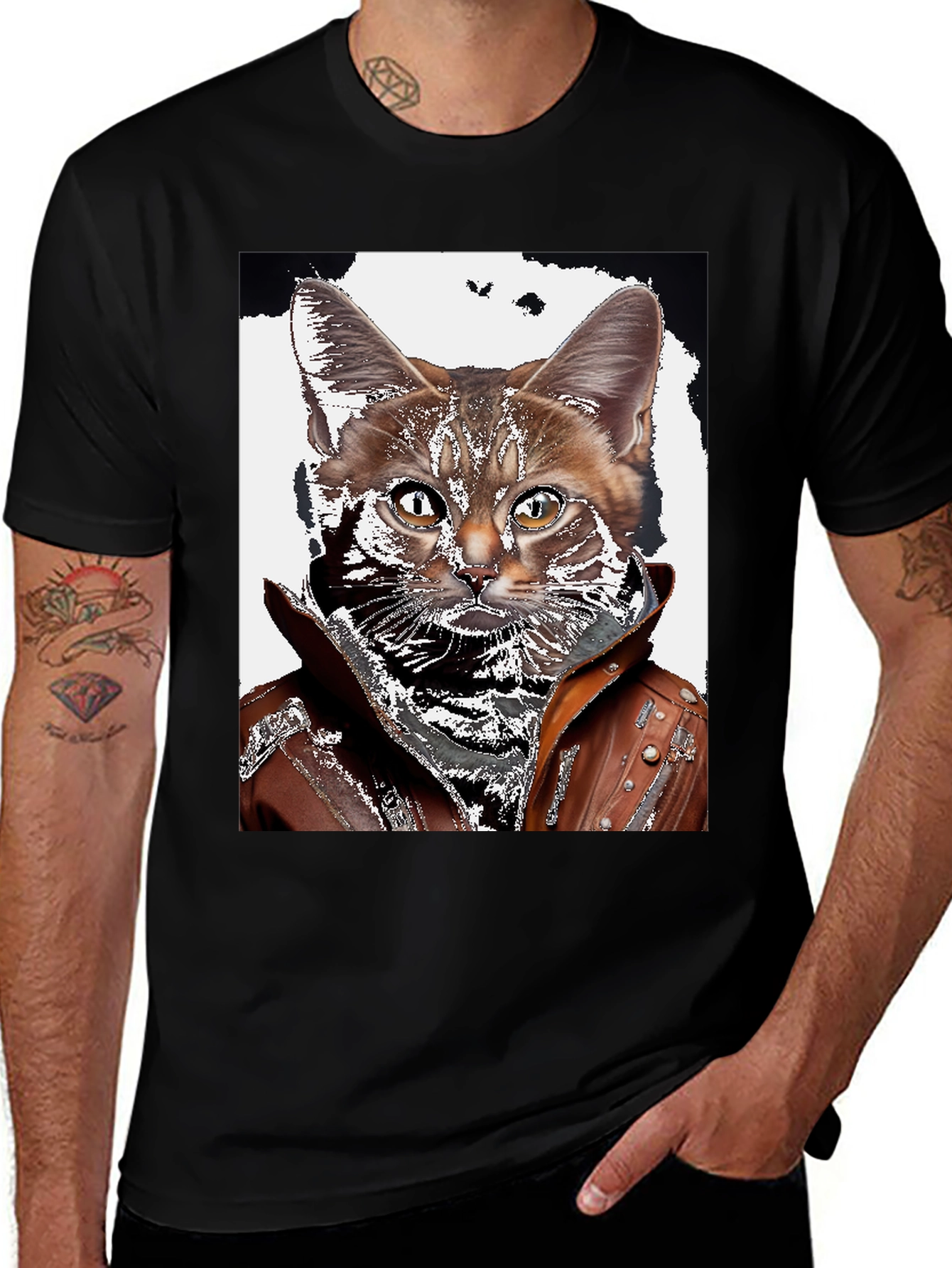 Variant 23 of Cool Cat T-Shirt - Leather Jacket Kitten Tee