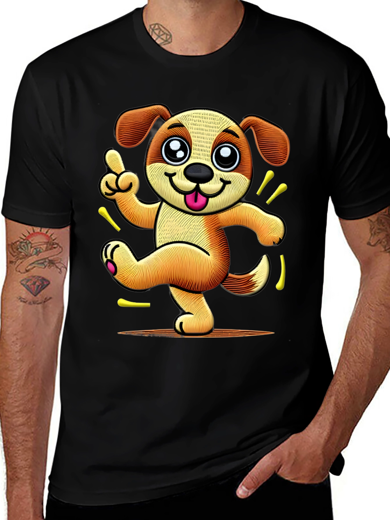 Variant 28 of Dancing Dog Cartoon Graphic T-Shirt