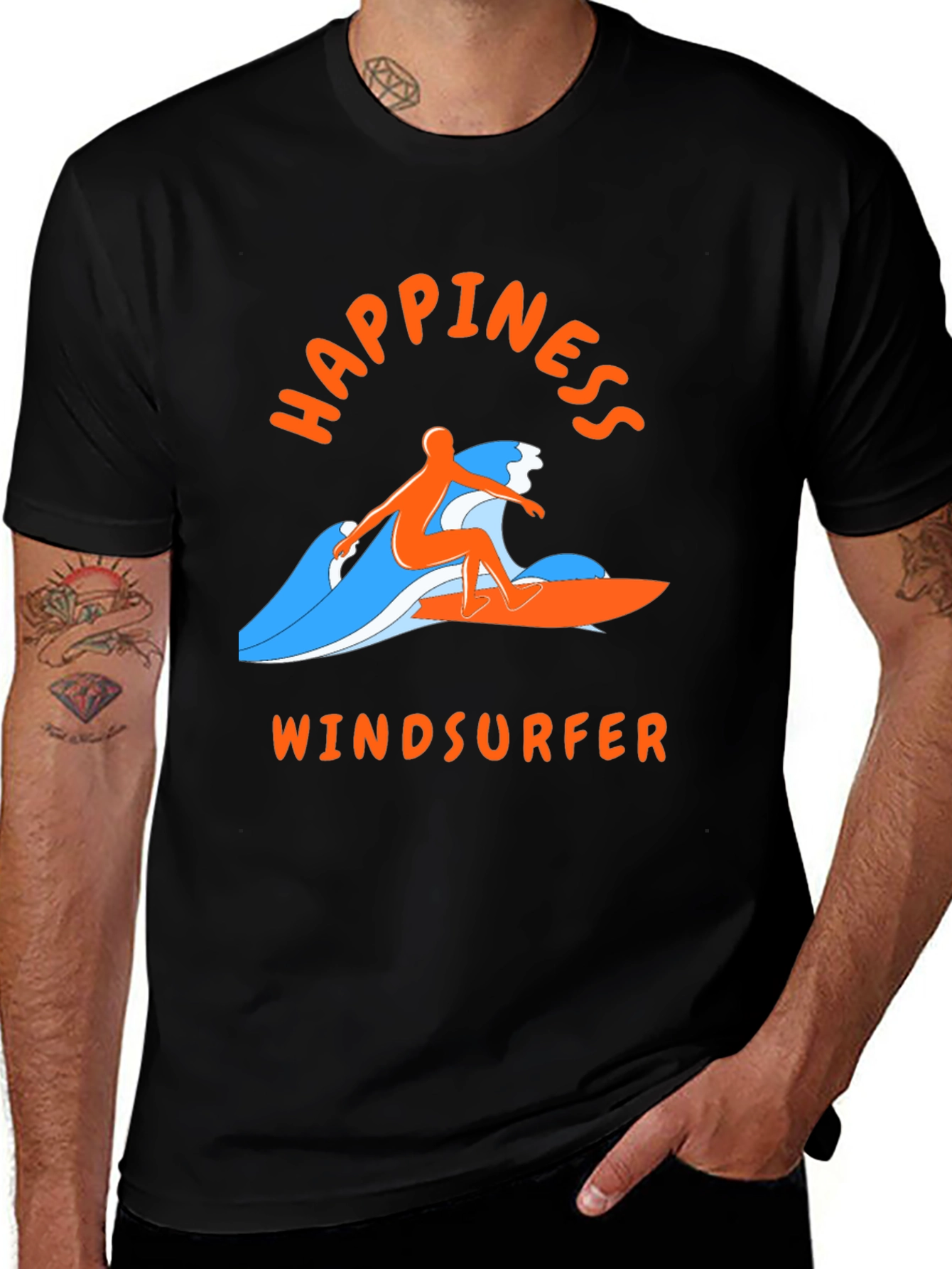 Variant 13 of Happiness Windsurfer T-Shirt - Black