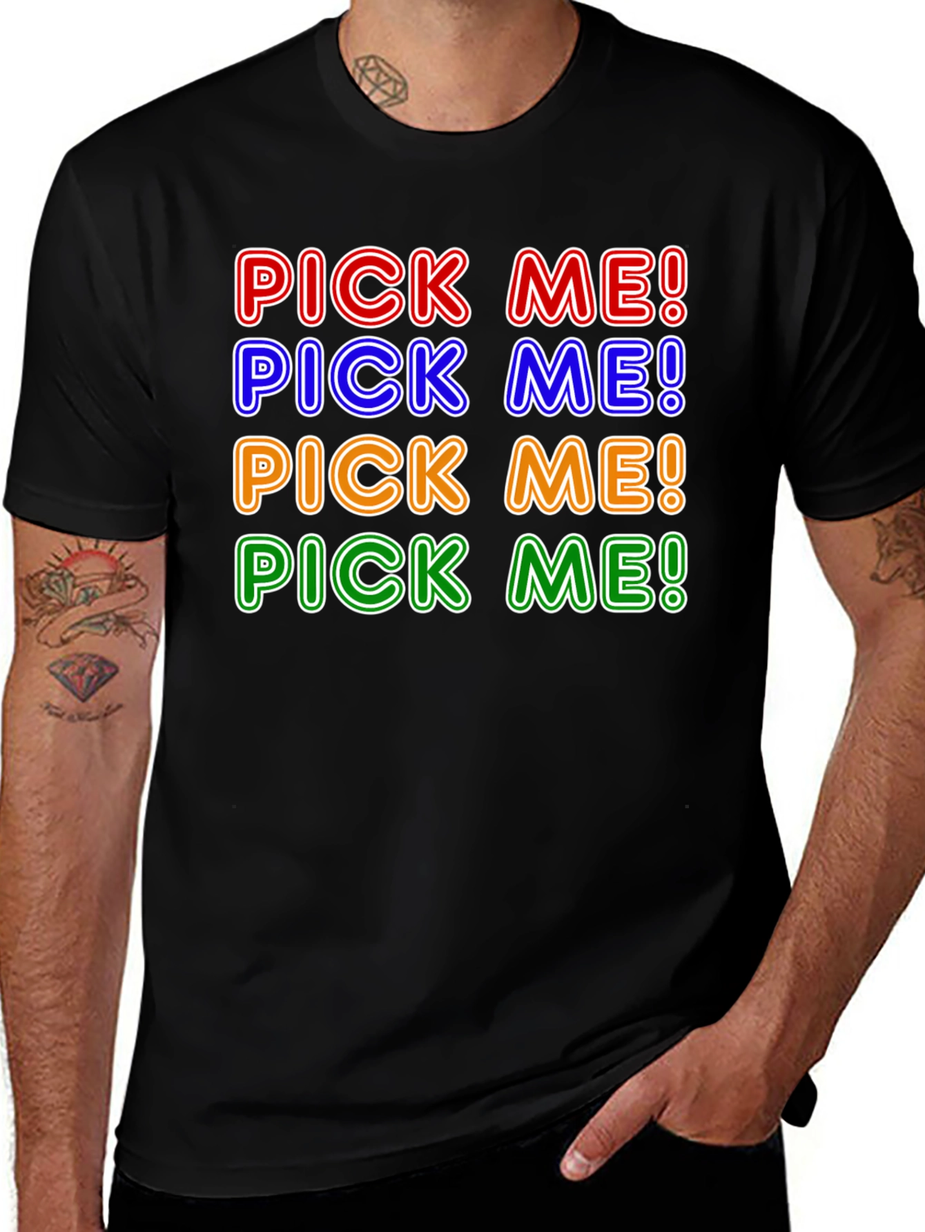 Variant 28 of Pick Me! Graphic T-Shirt - Fun Colorful Design