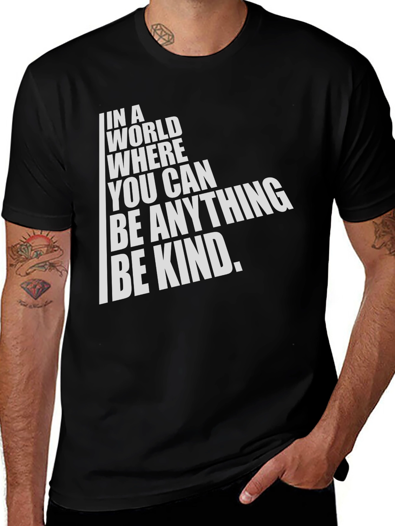 Variant 11 of Be Kind Graphic Tee - Inspirational Black T-Shirt