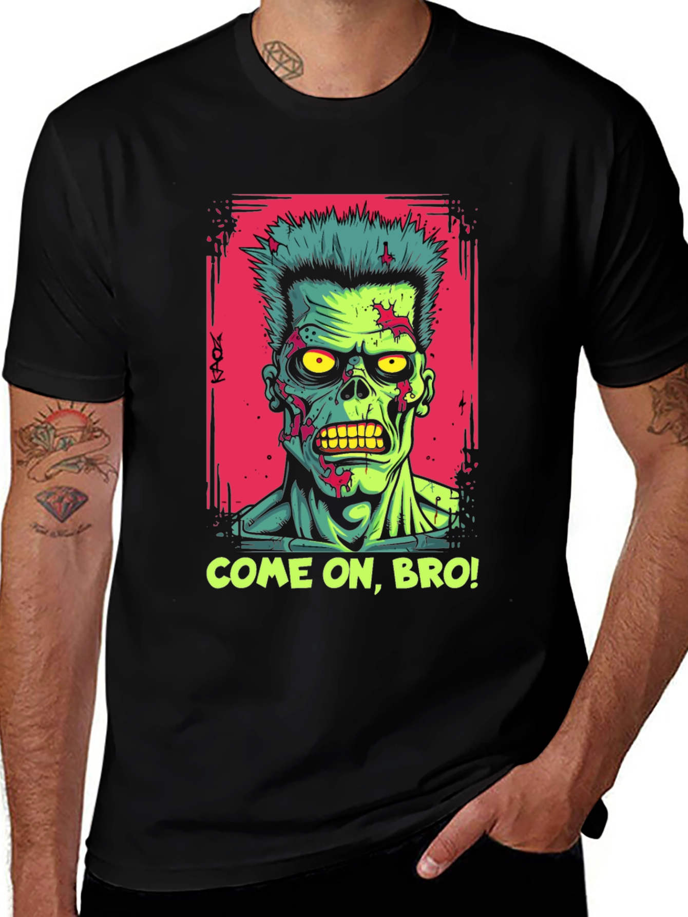 Variant 24 of Zombie Graphic Tee - "Come On, Bro!" Design