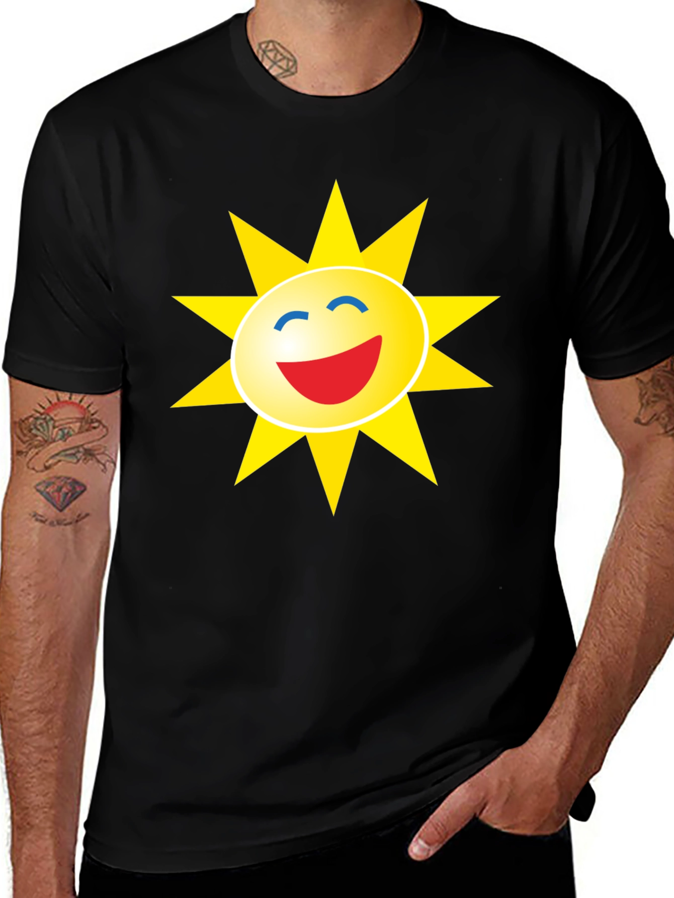 Variant 4 of Smiley Sun Graphic Black T-Shirt