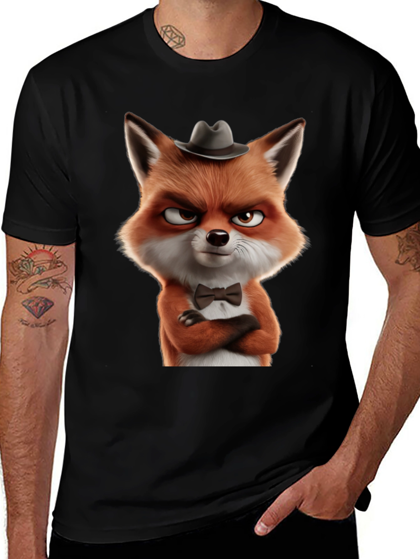 Variant 18 of Fox Gentleman Graphic Tee - Stylish & Fun!