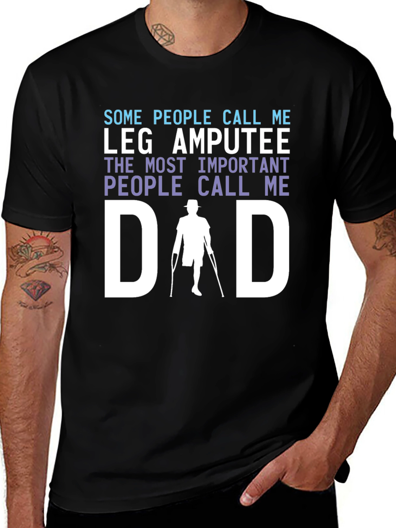 Leg Amputee Dad T-Shirt - Black Cotton Graphic Tee
