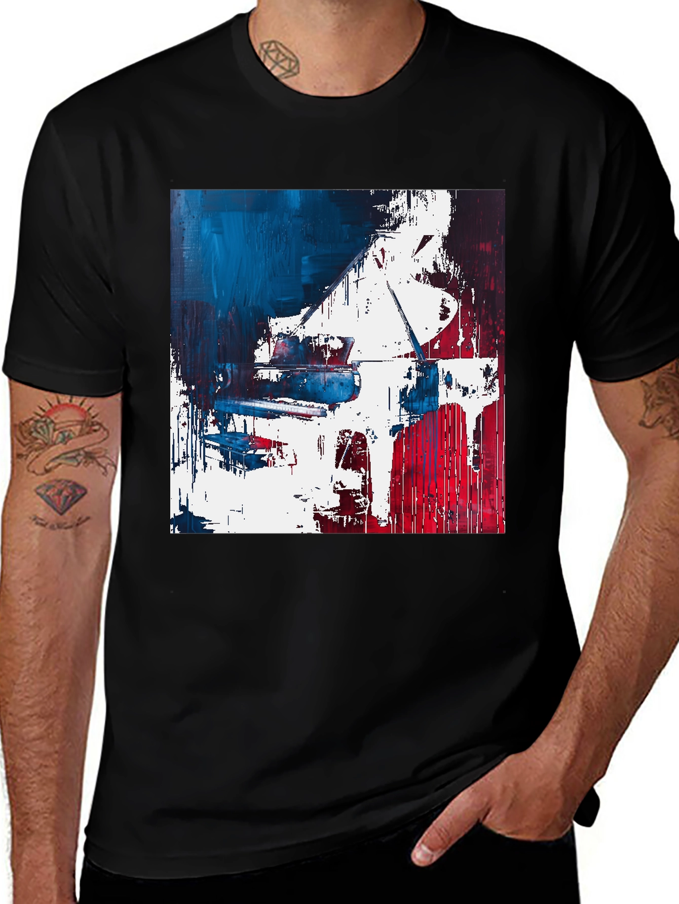 Variant 2 of Abstract Piano Graphic Tee - Stylish Music Lover Shirt