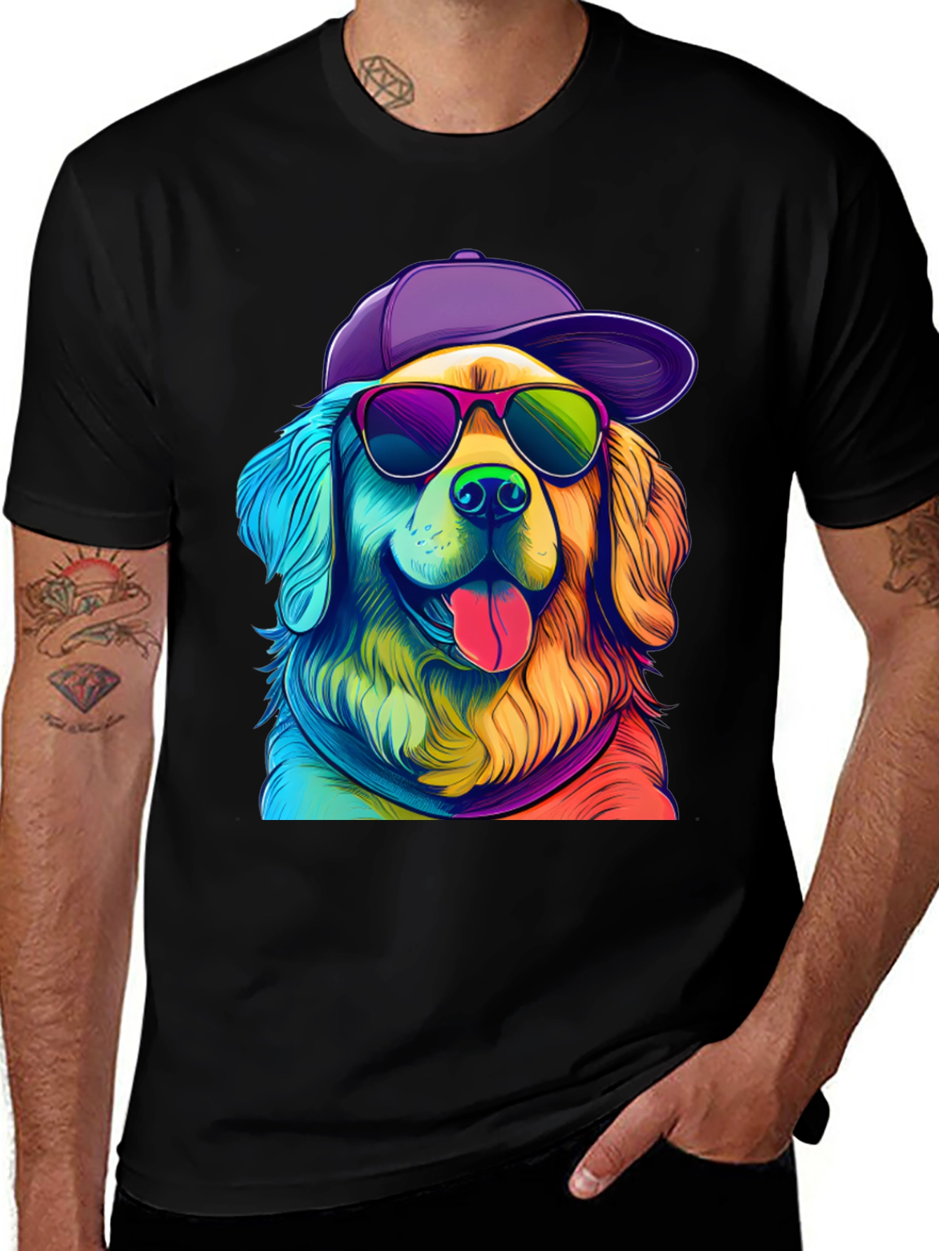 Variant 6 of Cool Dog Graphic Tee - Rainbow Pup T-Shirt