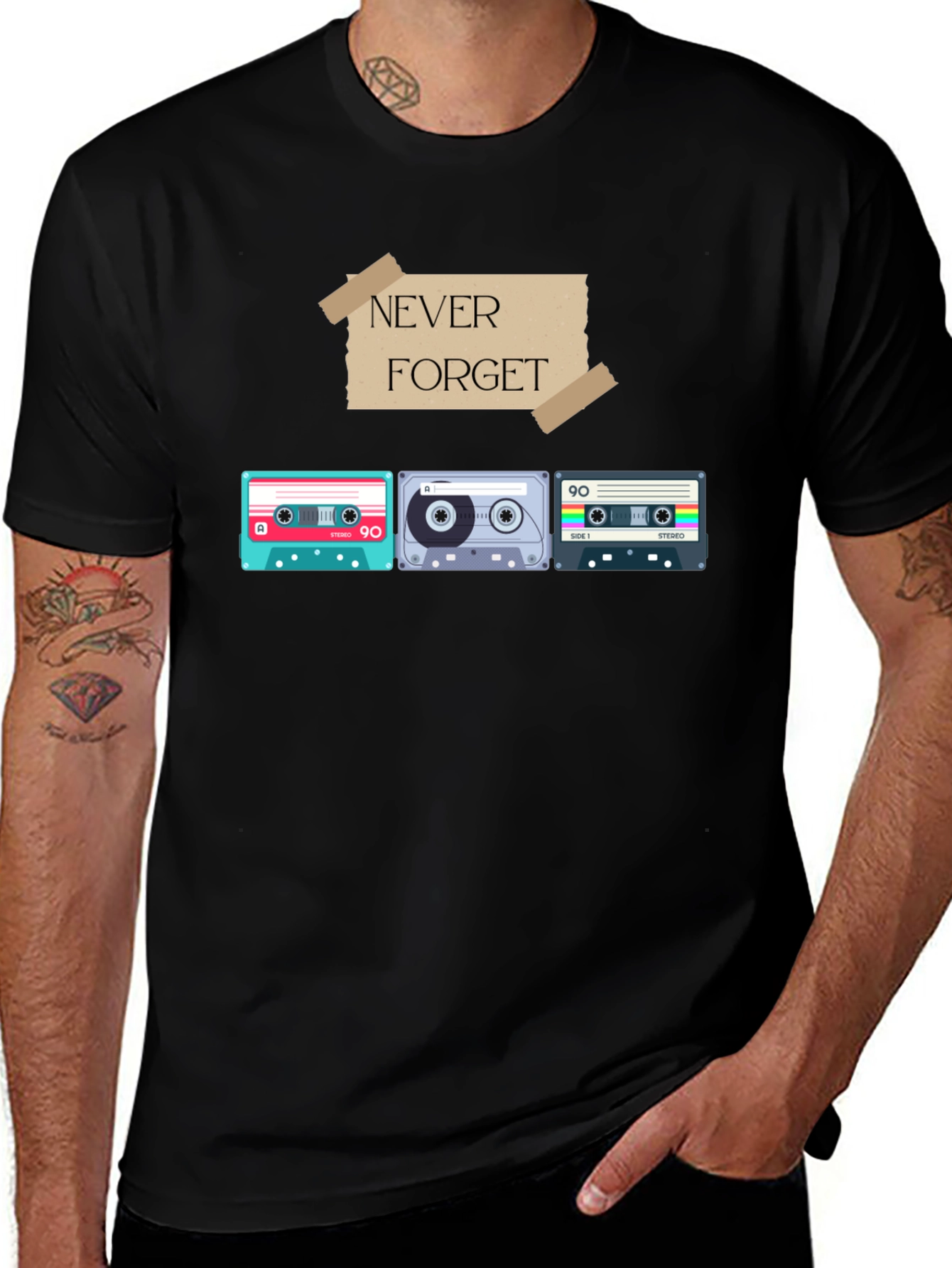 Variant 9 of Retro Cassette Tape Graphic T-Shirt - Never Forget