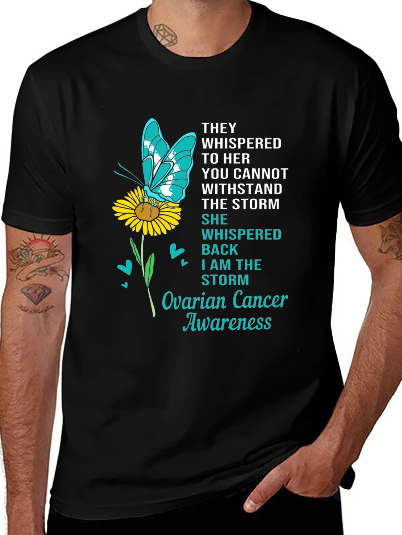 Ovarian Cancer Awareness Butterfly T-Shirt