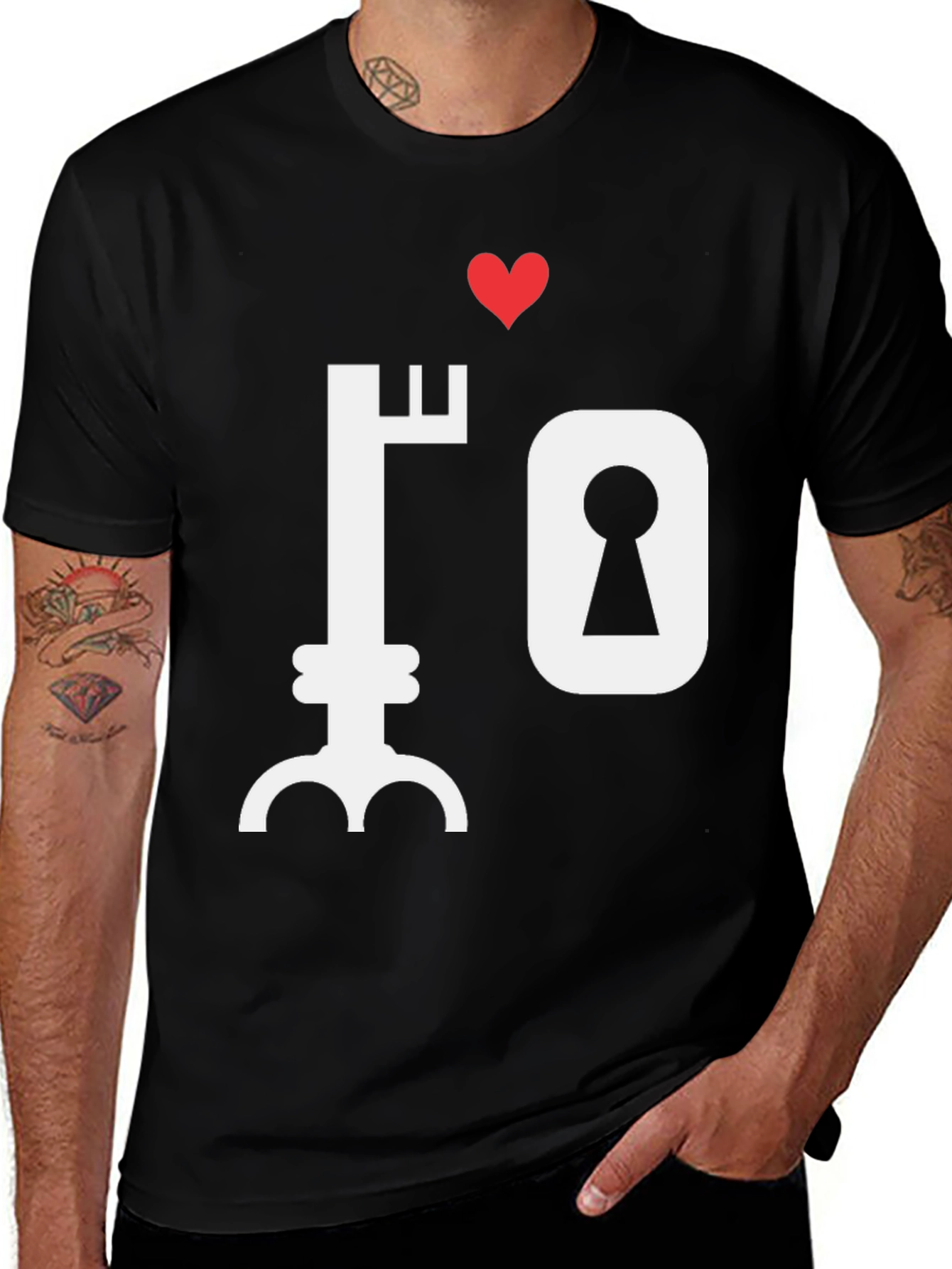 Variant 24 of Key to My Heart Graphic T-Shirt - Black