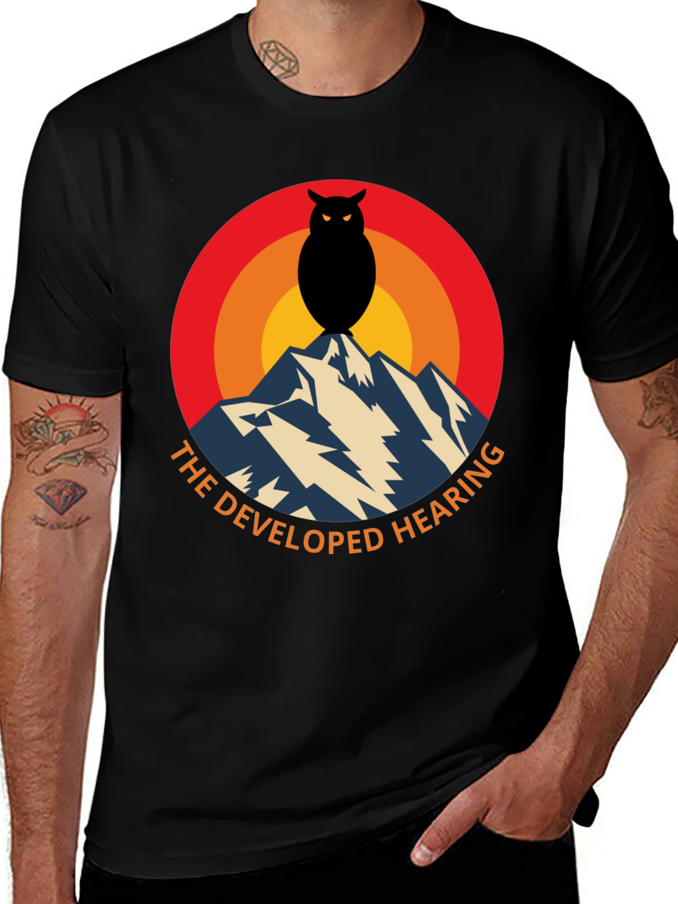 Variant 26 of The Developed Hearing Owl Graphic Tee