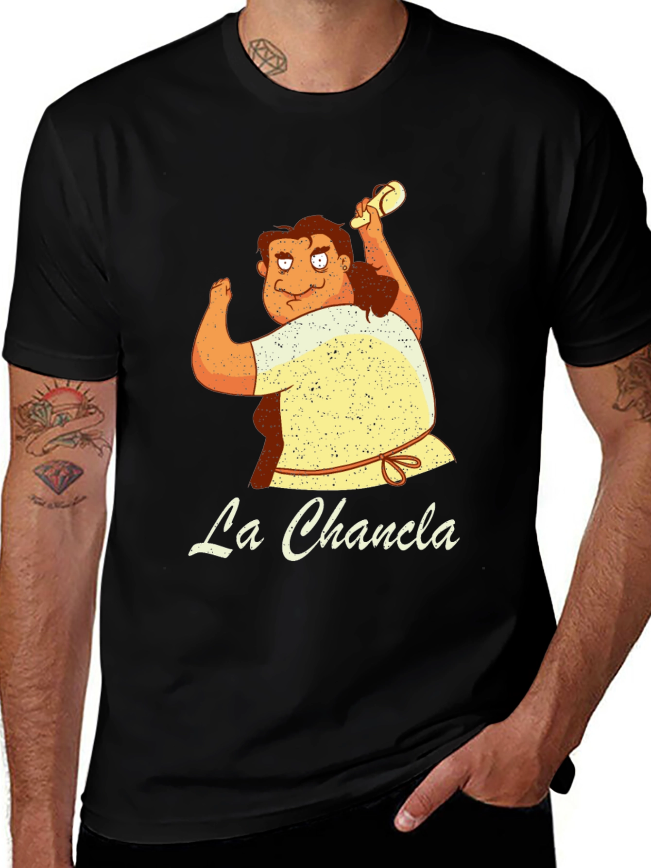 Variant 16 of La Chancla Funny Graphic Tee - Black