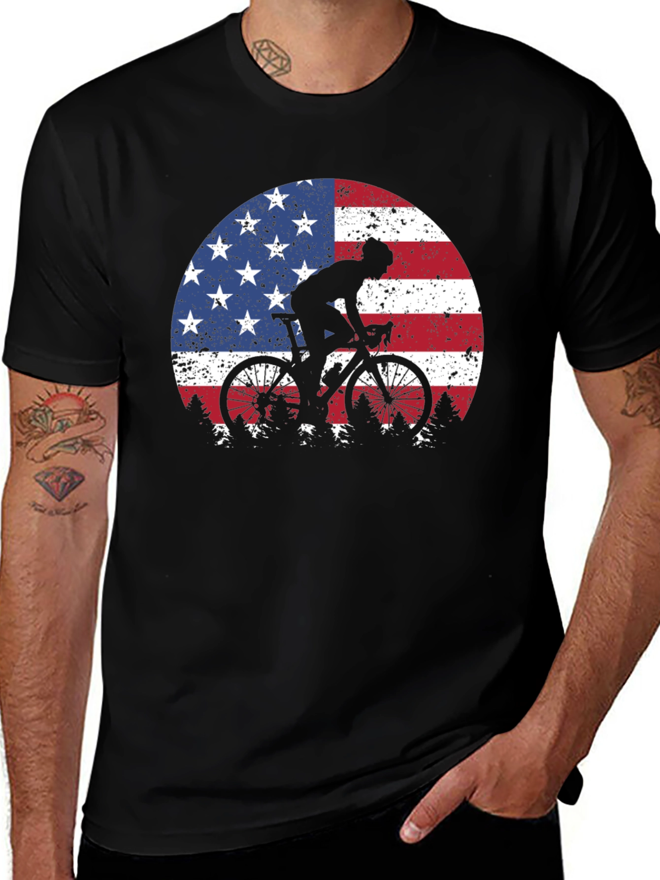 Variant 9 of American Flag Cyclist Graphic Tee