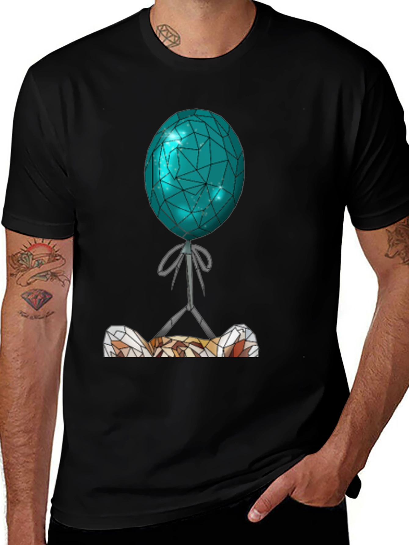 Variant 24 of Abstract Balloon Graphic Tee - Men's Black T-Shirt