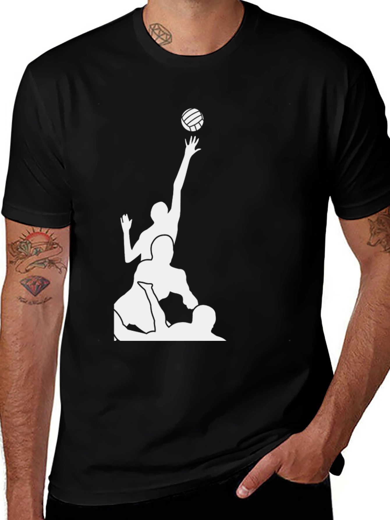 Volleyball Team Graphic T-Shirt - Black Cotton Tee