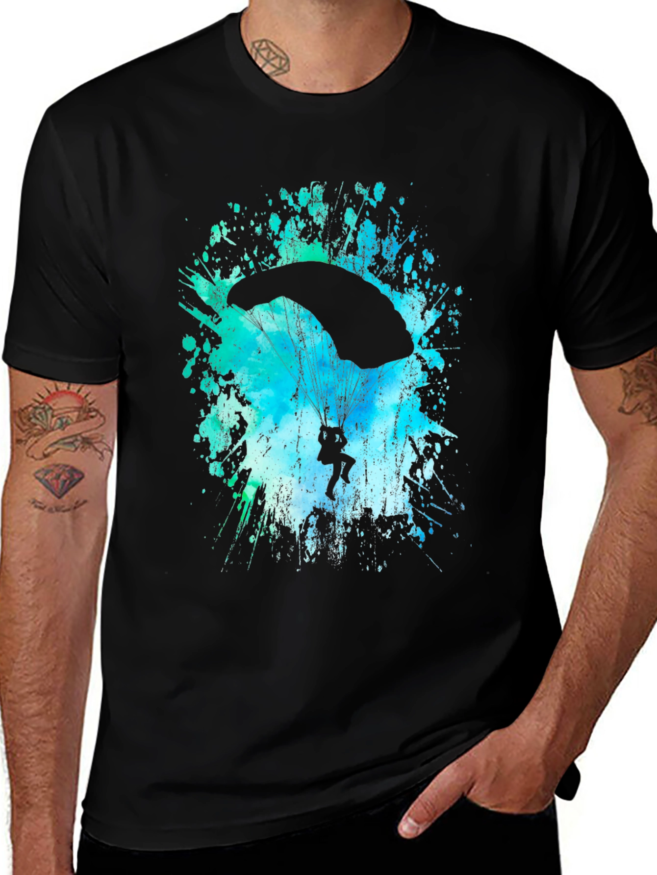 Variant 25 of Skydiving Parachute Silhouette Graphic Print T-Shirt