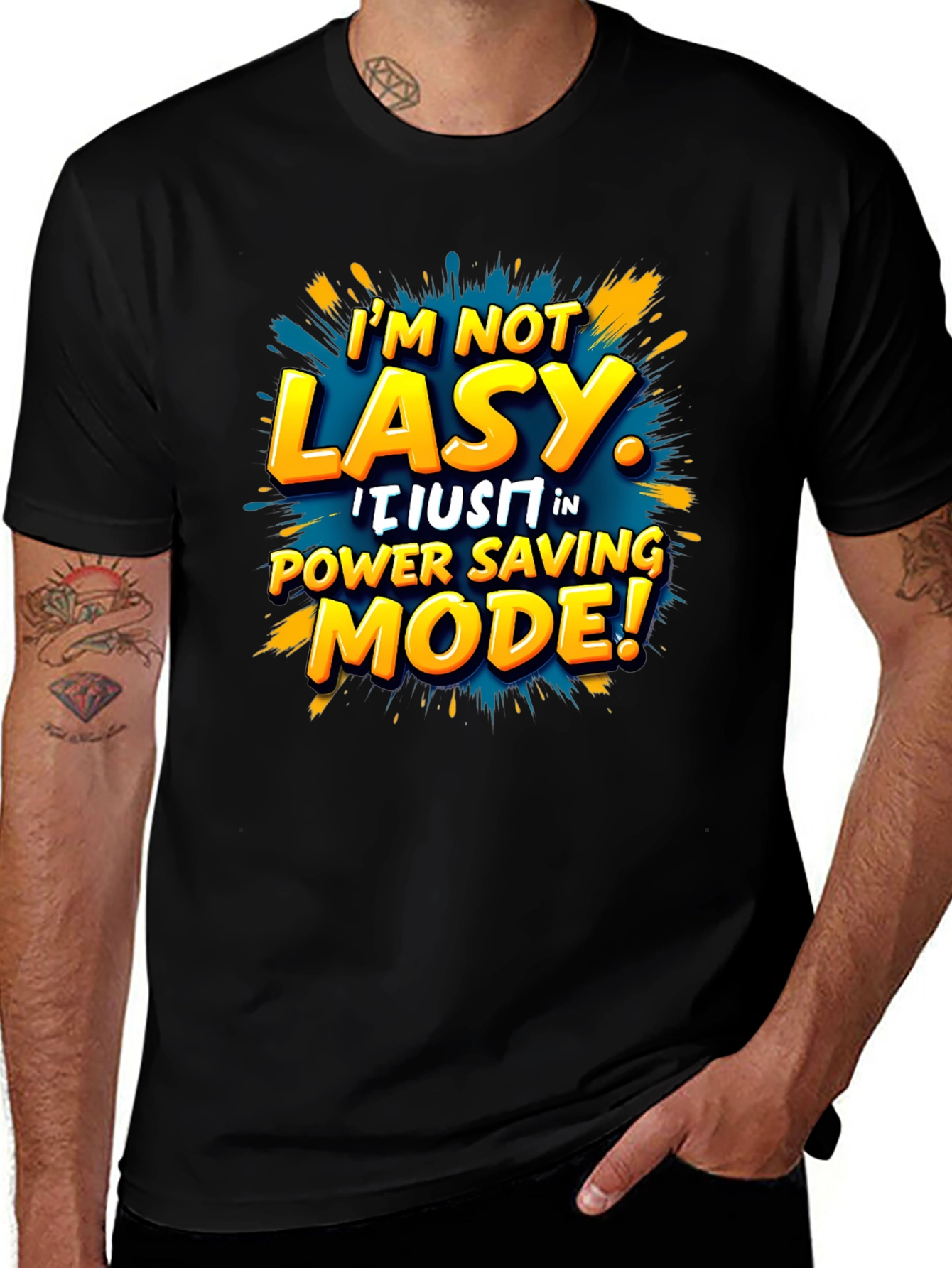 Variant 20 of Funny Power Saving Mode T-Shirt - Novelty Lazy Joke Tee