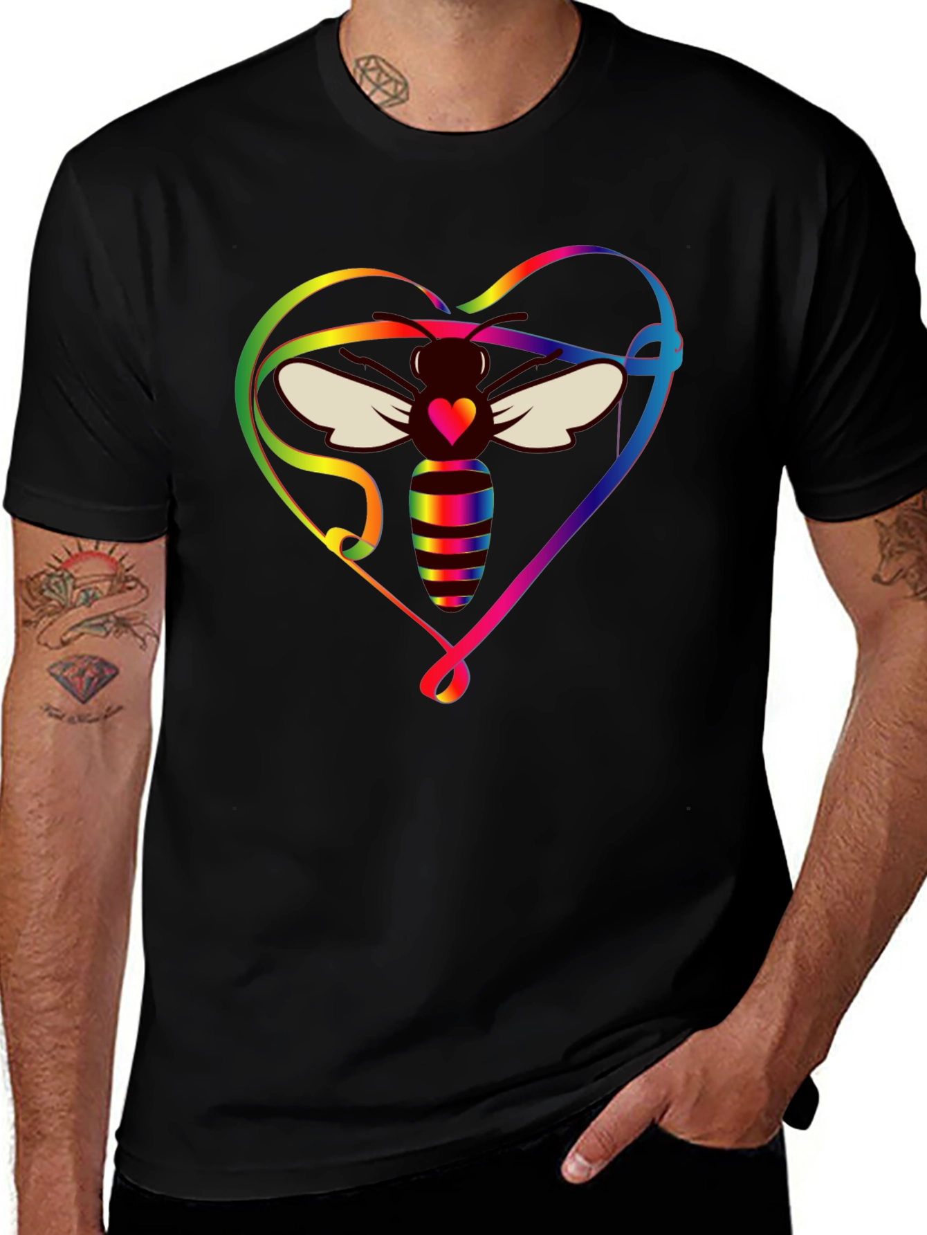 Variant 8 of Rainbow Bee Heart Graphic T-Shirt