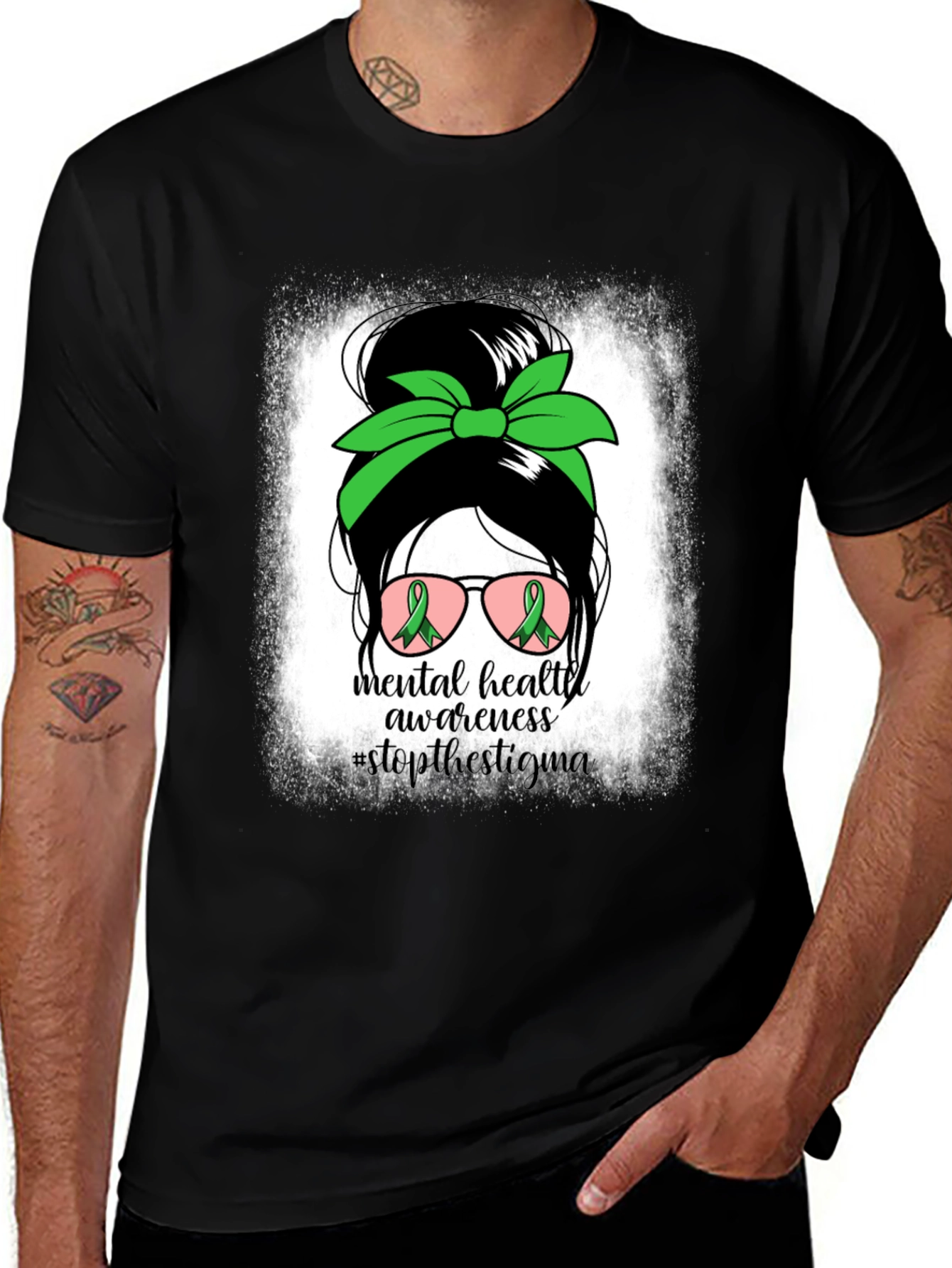 Variant 18 of Mental Health Awareness Messy Bun T-Shirt