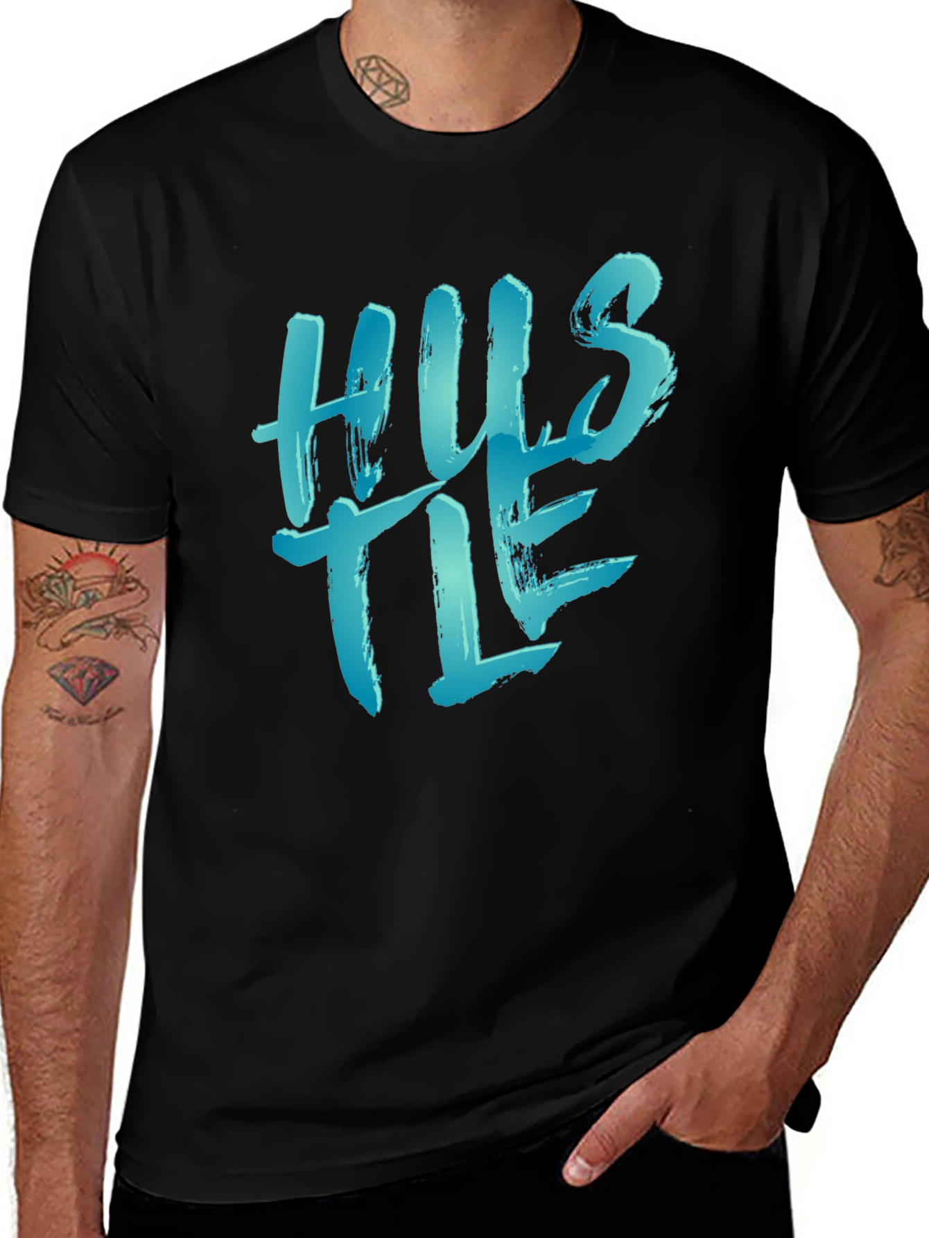 Variant 13 of Hustle Graphic Print Black T-Shirt