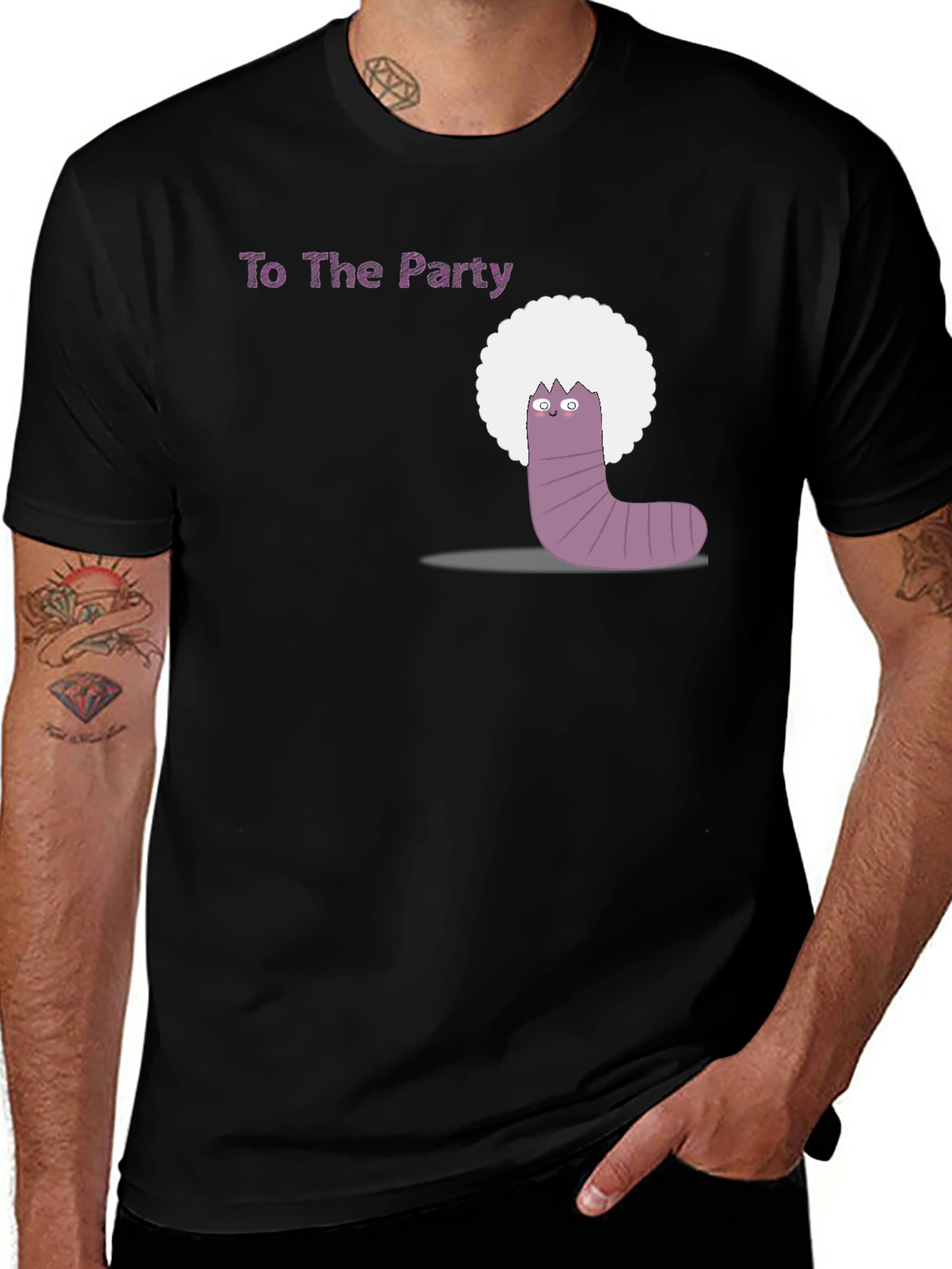 Variant 15 of Party Worm Tee - Black Cotton T-Shirt