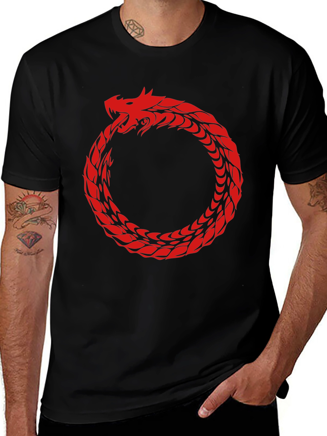 Ouroboros Dragon Graphic Tee - Mythic Serpent Design
