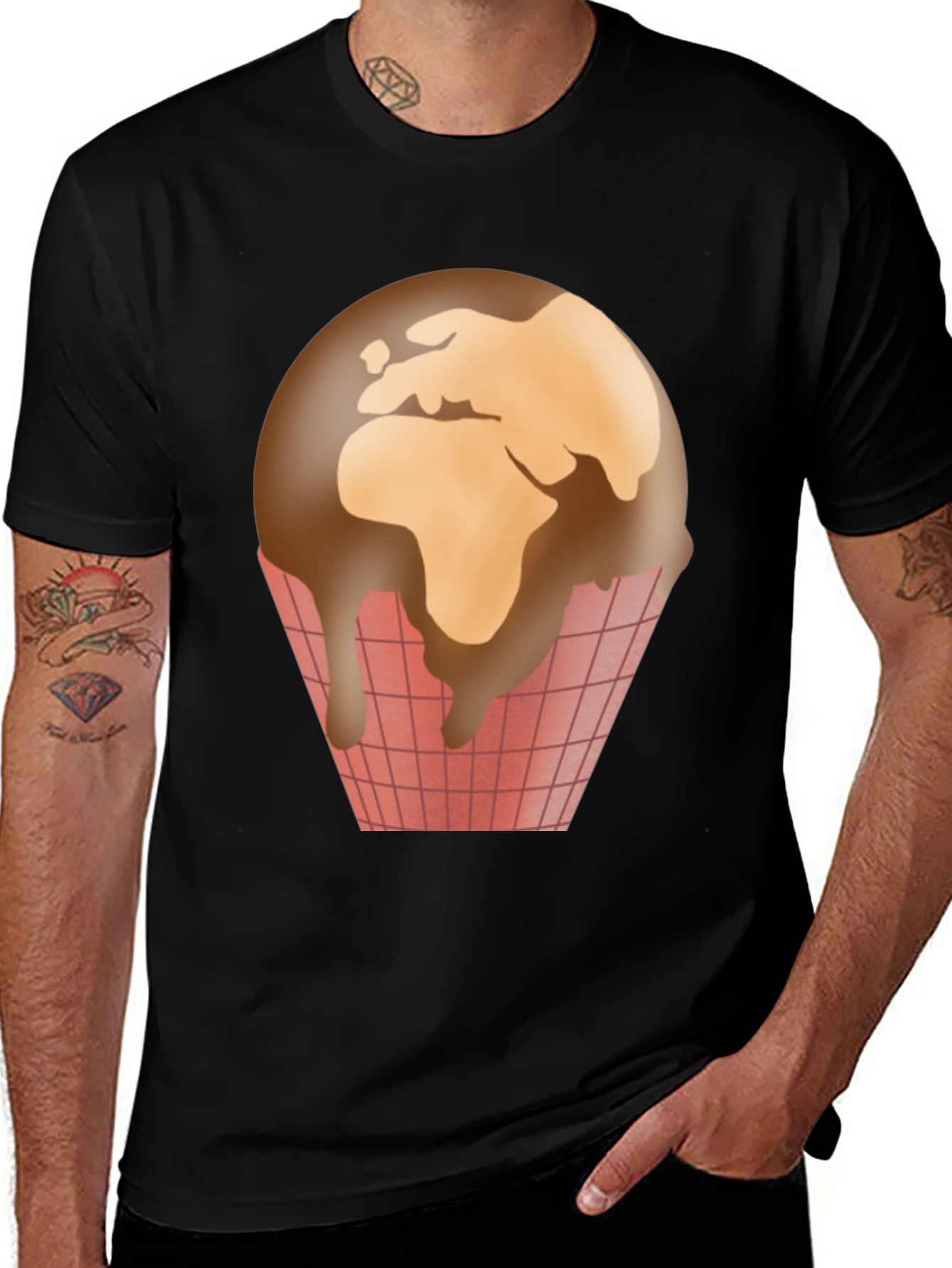 Variant 6 of Earth Muffin Graphic T-Shirt - Unisex Black Tee