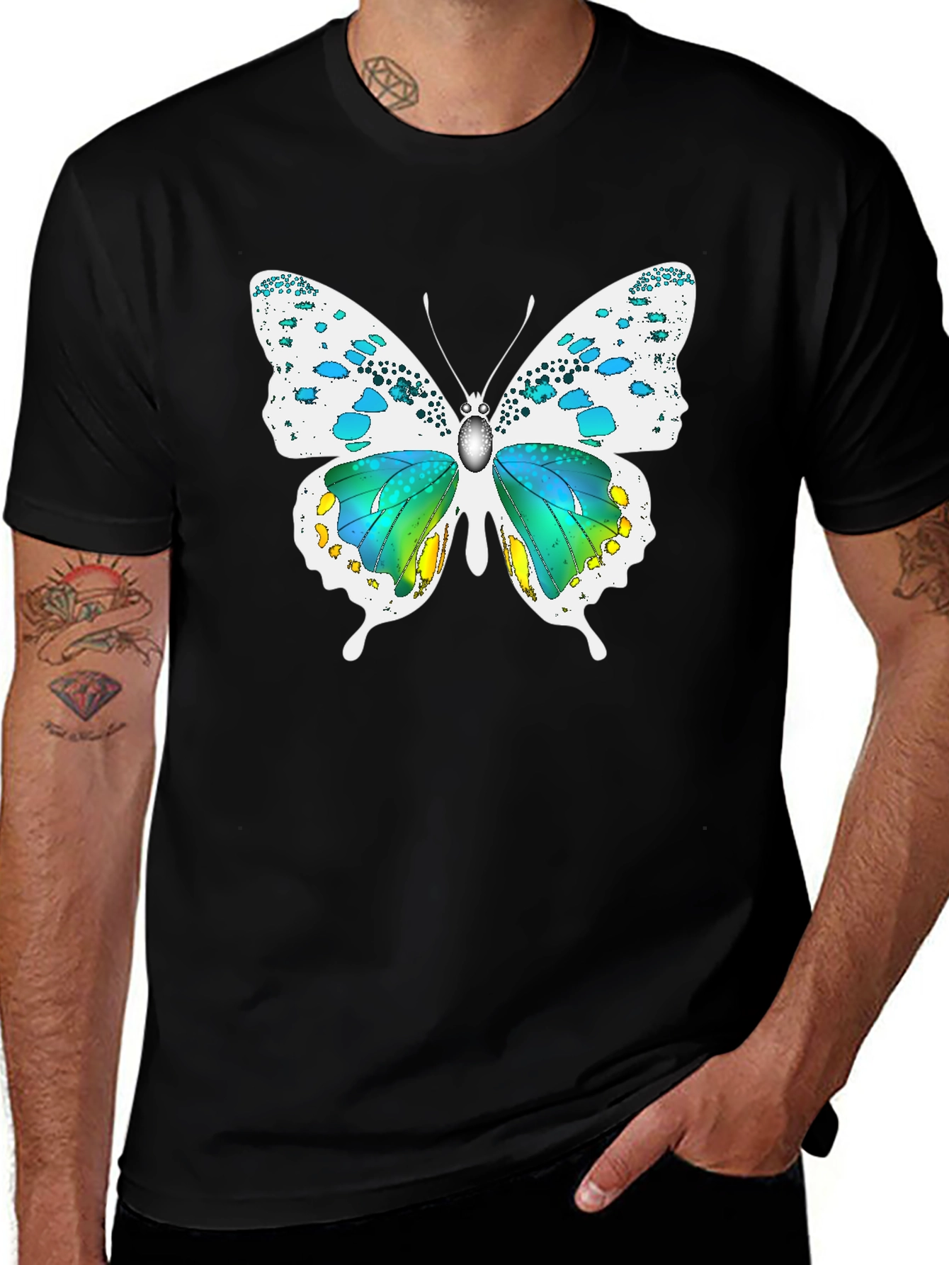 Variant 24 of Butterfly Graphic Black T-Shirt