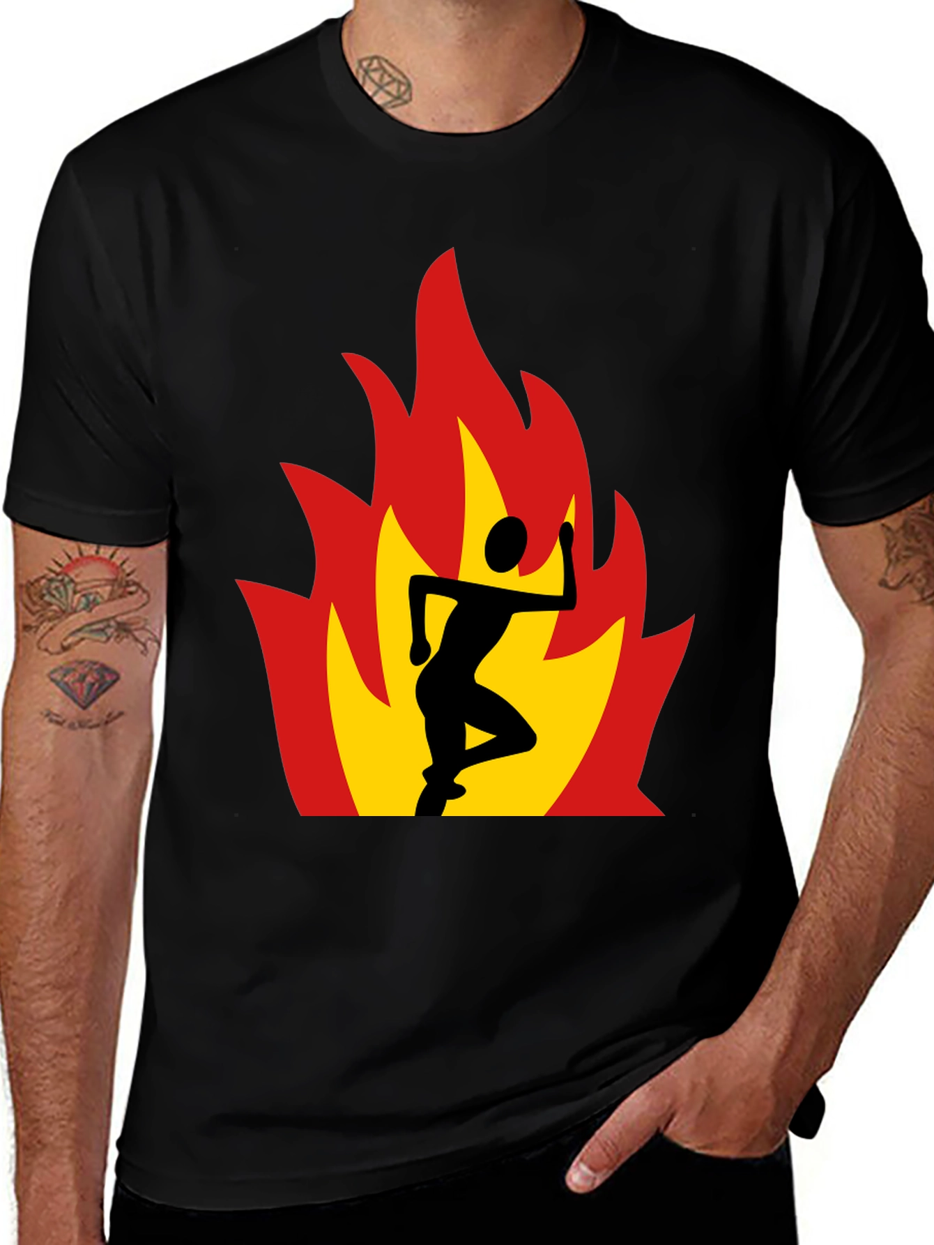 Variant 26 of Flaming Runner Graphic Tee - Black