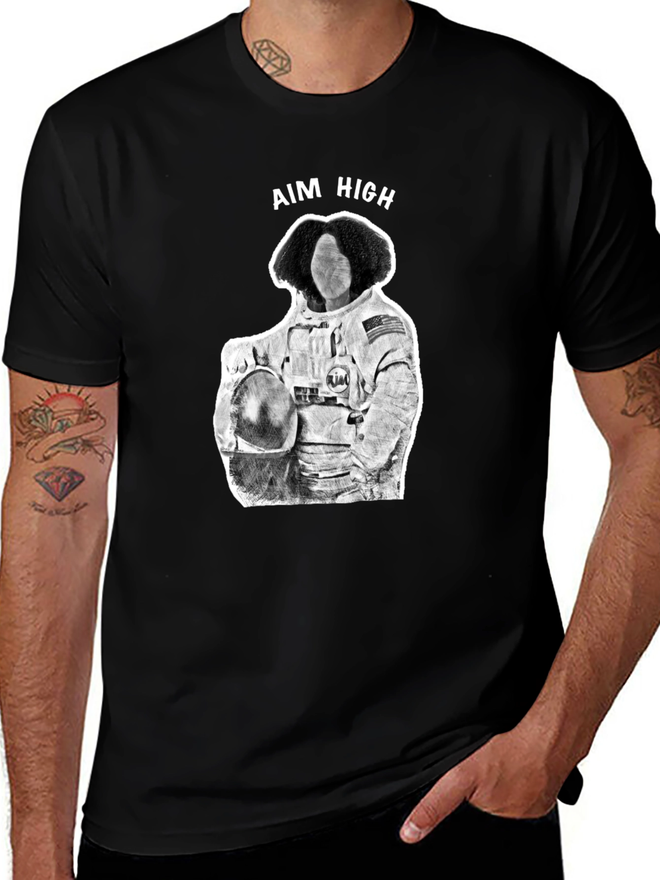 Variant 3 of Aim High Astronaut Graphic Tee - Black