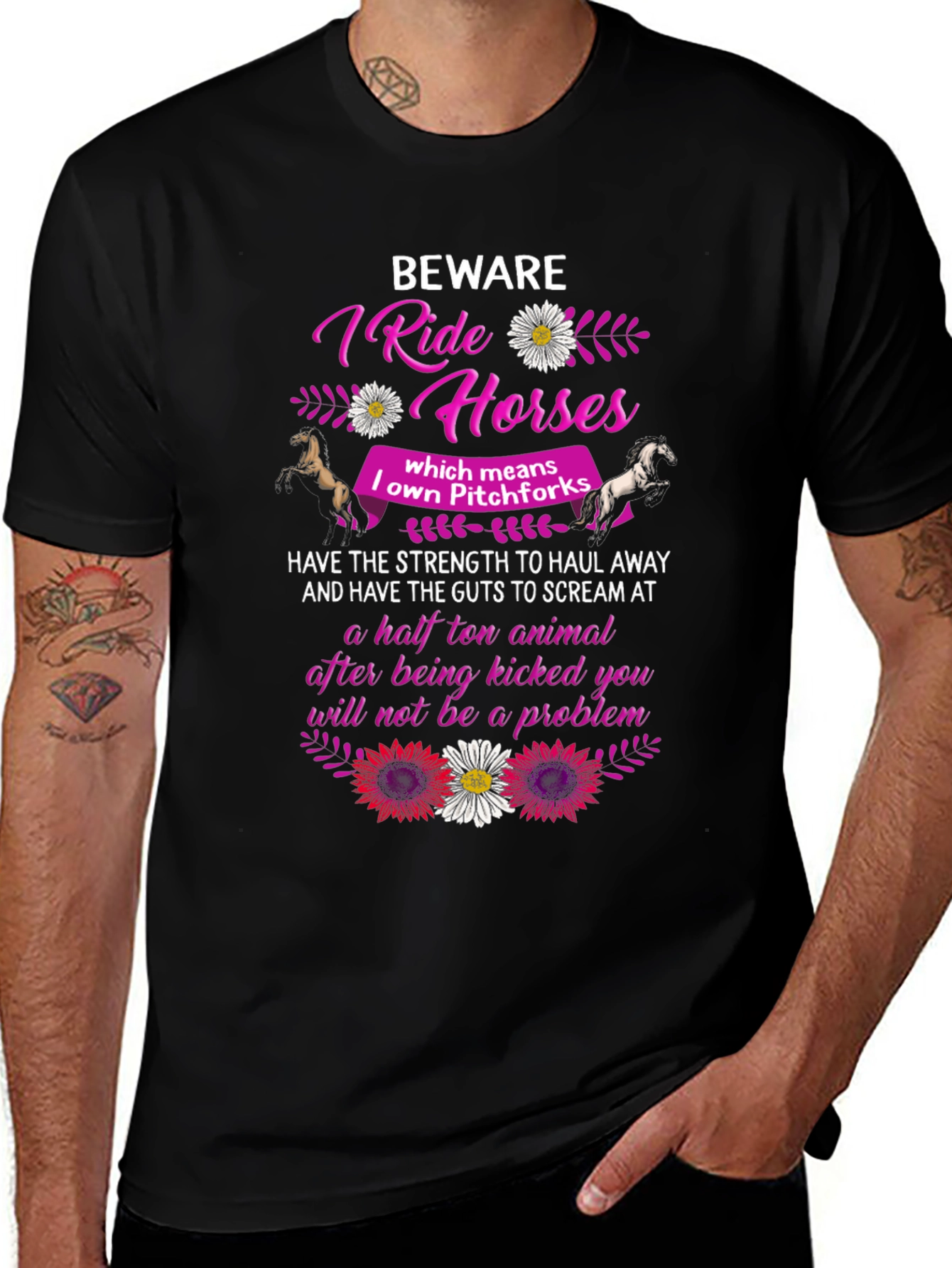 Variant 16 of Beware I Ride Horses T-Shirt