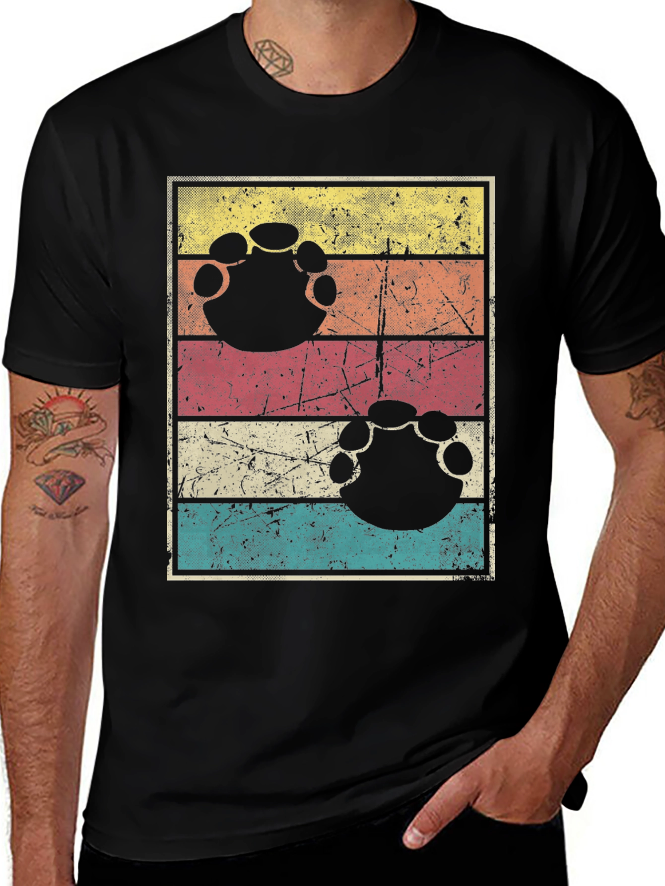 Retro Bigfoot Paw Print T-Shirt