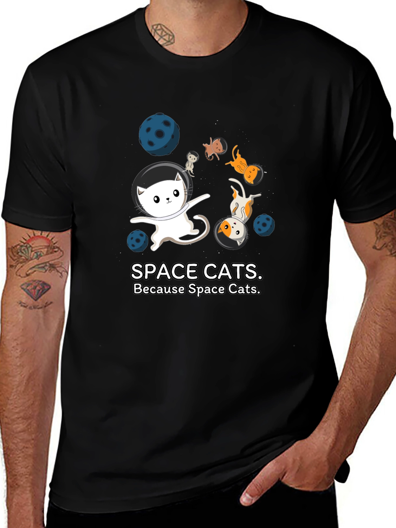 Variant 6 of Space Cats Graphic T-Shirt -  Astronaut Kitten Tee