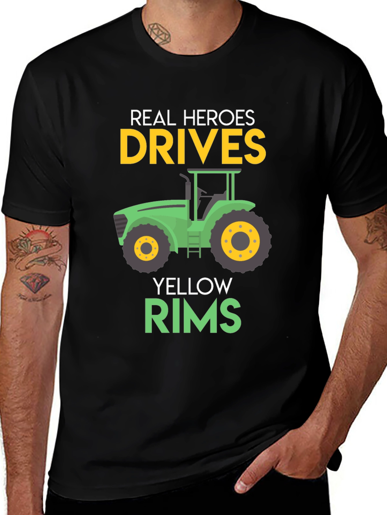 Real Heroes Drive Yellow Rims Tractor T-Shirt