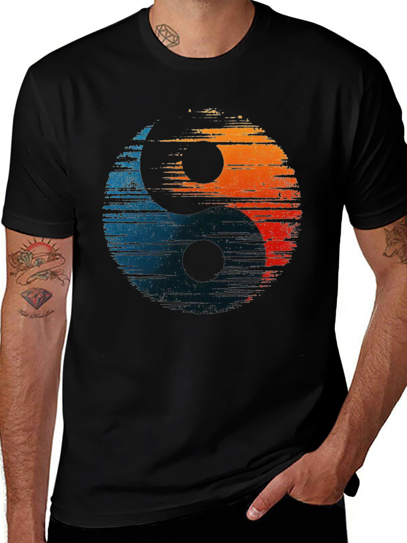 Yin Yang Graphic Tee - Distressed Design
