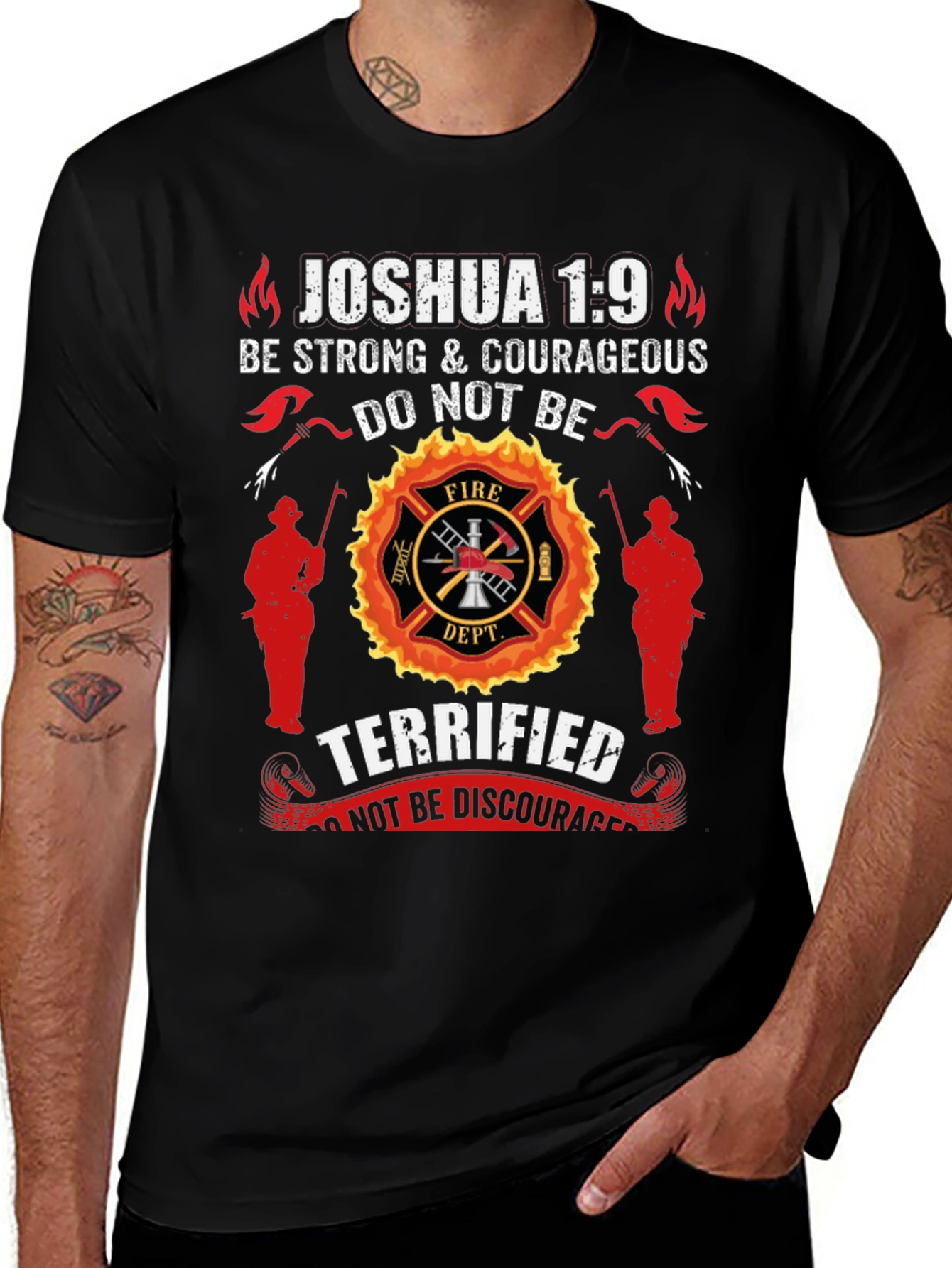 Variant 27 of Firefighter Joshua 1:9 Graphic T-Shirt