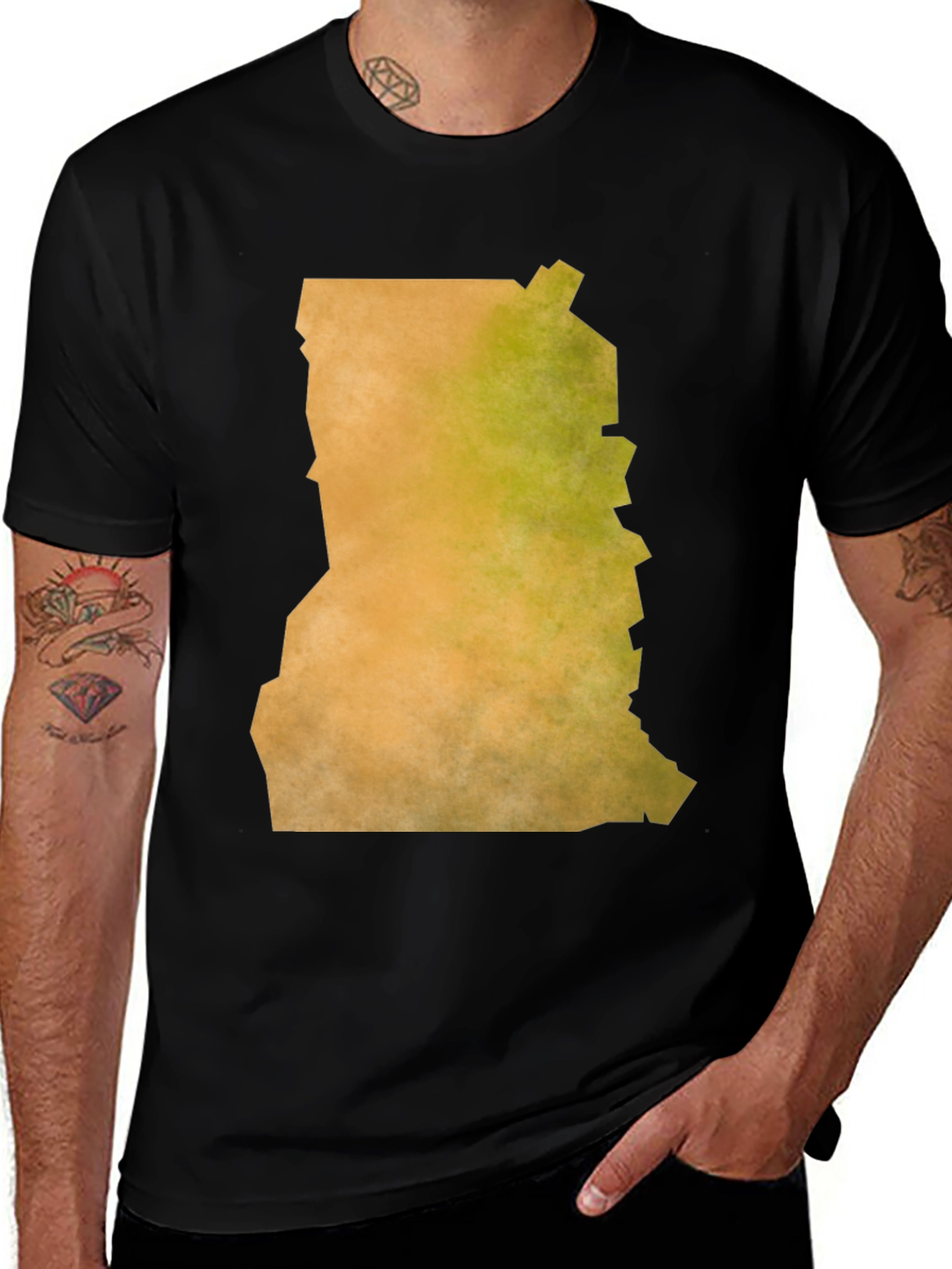 Ghana Map Graphic Tee - Black