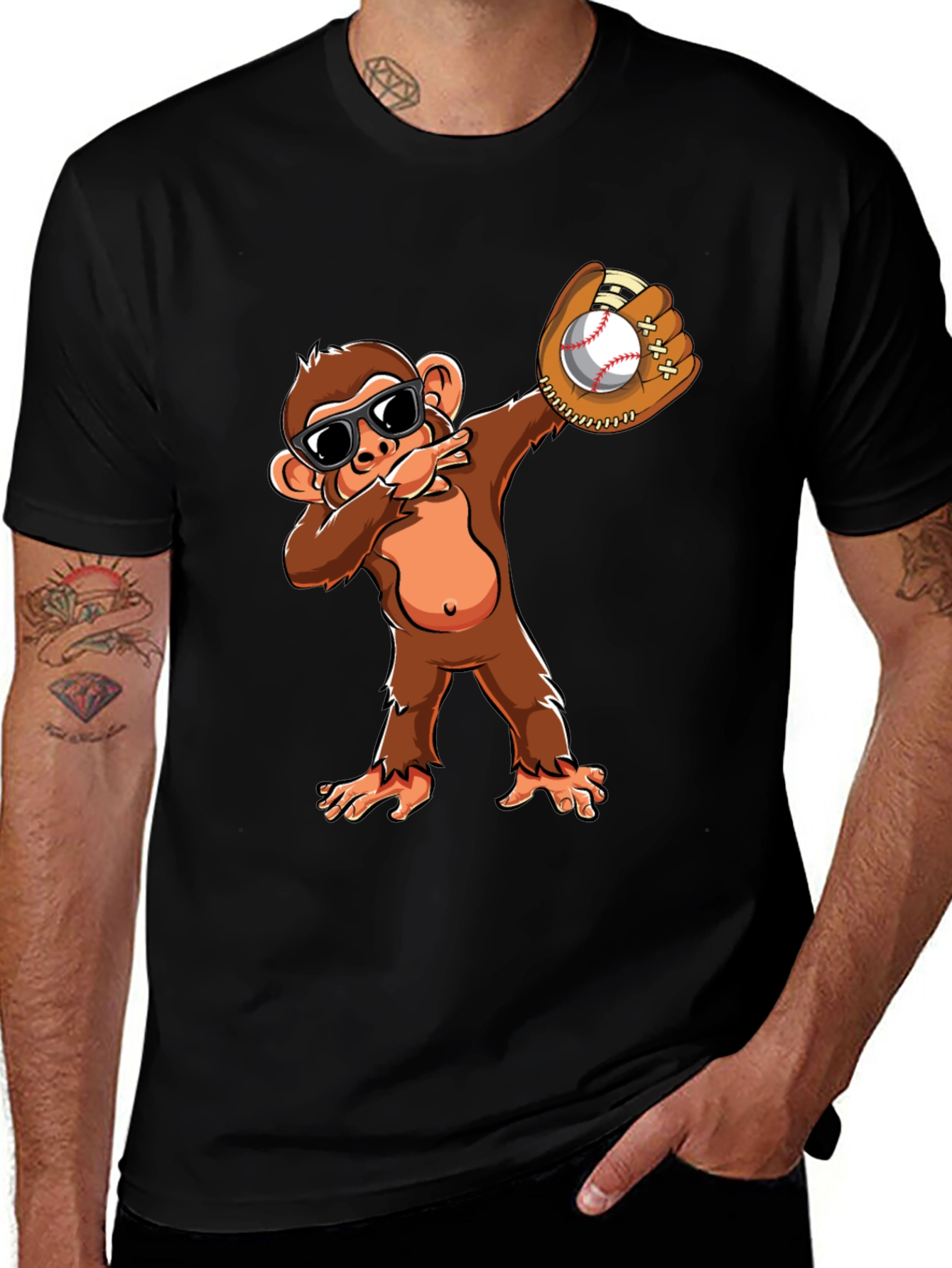 Variant 14 of Monkey Dabbing Baseball T-Shirt