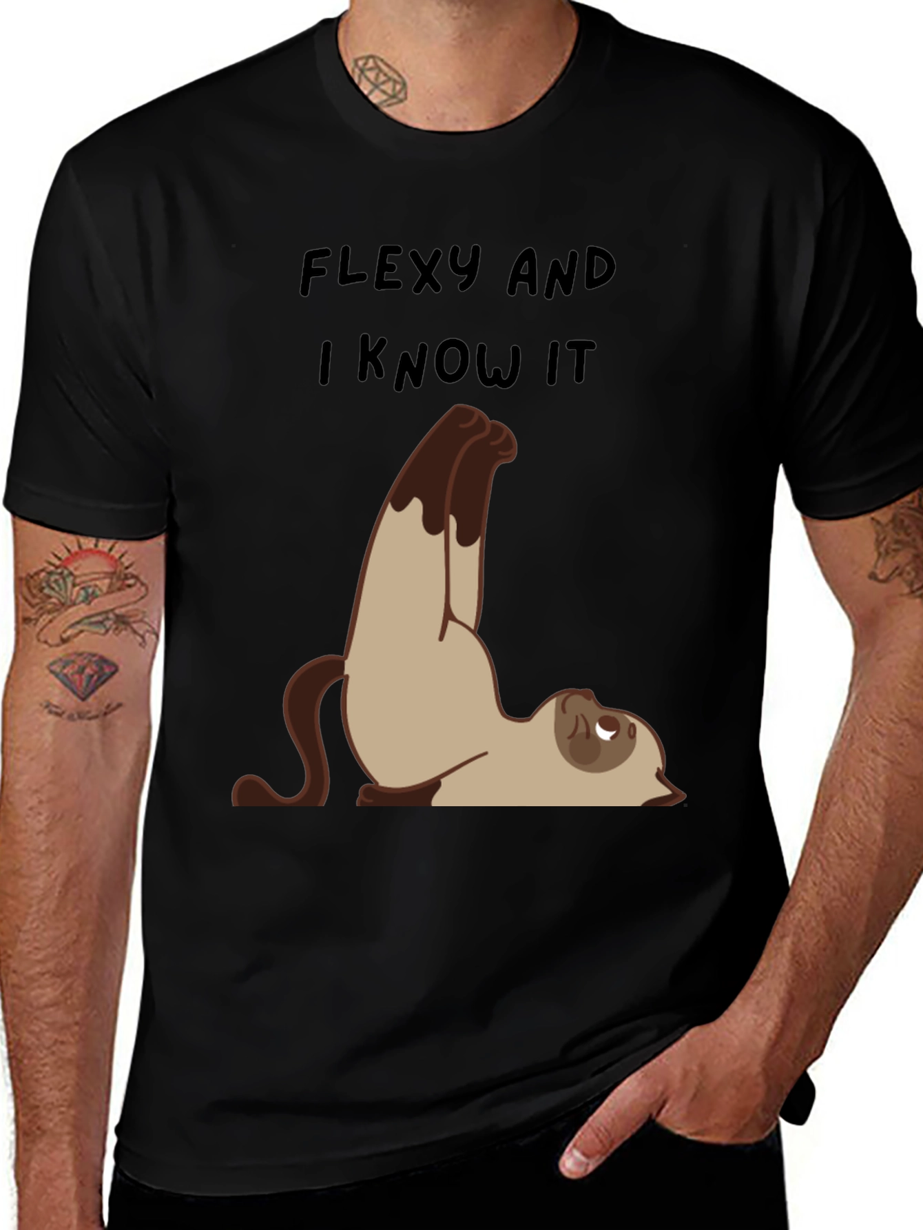 Variant 16 of Flexy Cat Yoga T-Shirt - Funny Graphic Tee