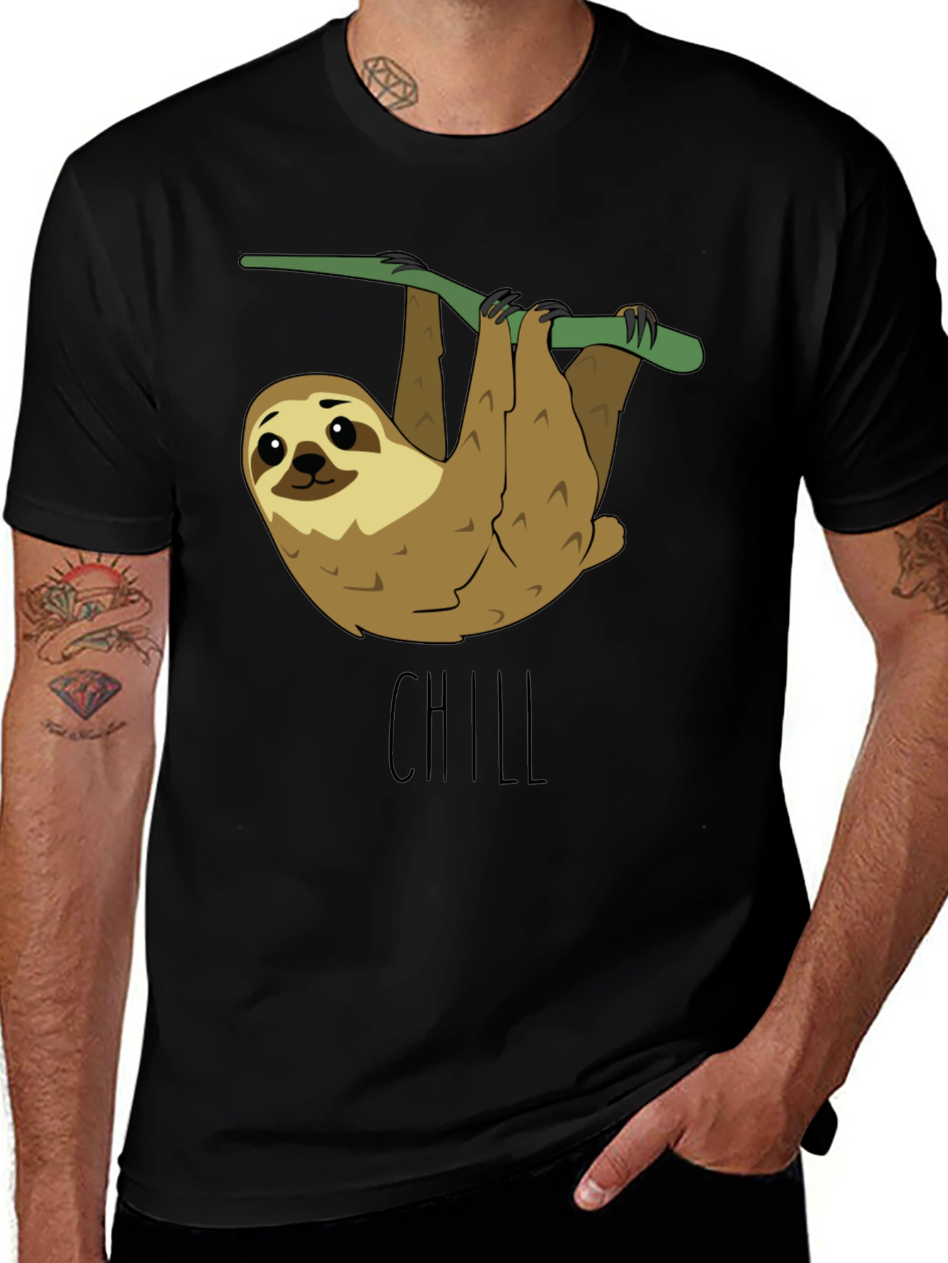 Variant 24 of Chill Sloth Graphic Tee - Relaxed Fit, Soft Cotton