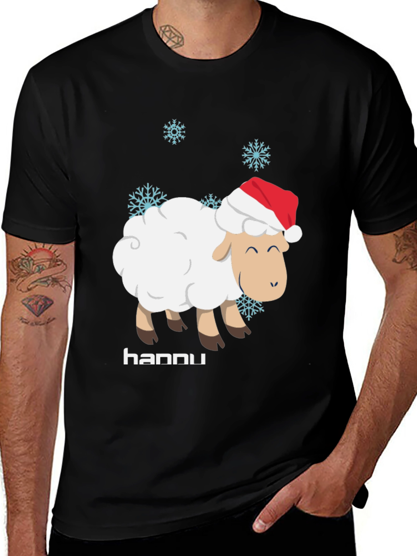 Festive Sheep T-Shirt - Hannu Holiday Design