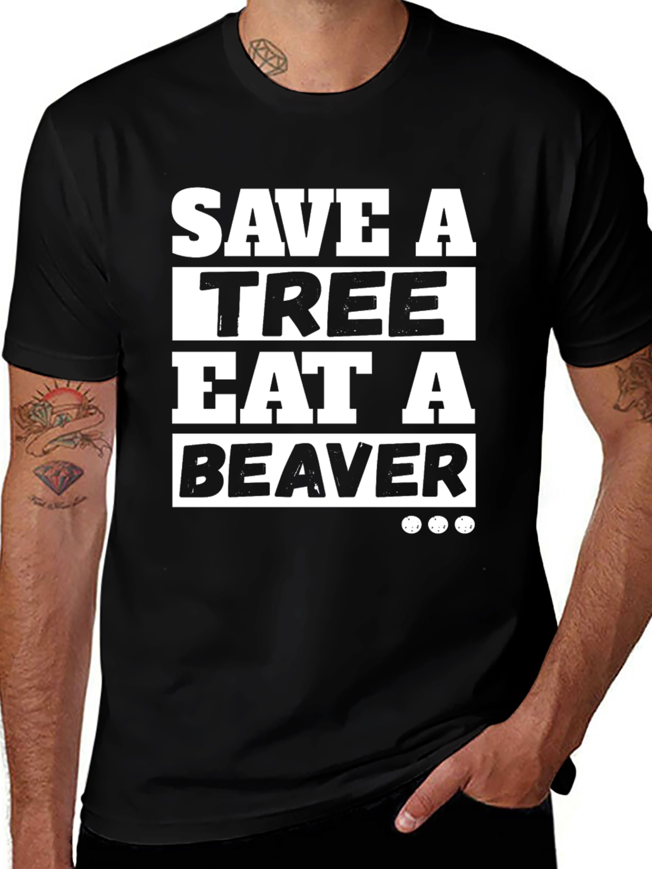 Variant 11 of Save a Tree Eat a Beaver Graphic T-Shirt