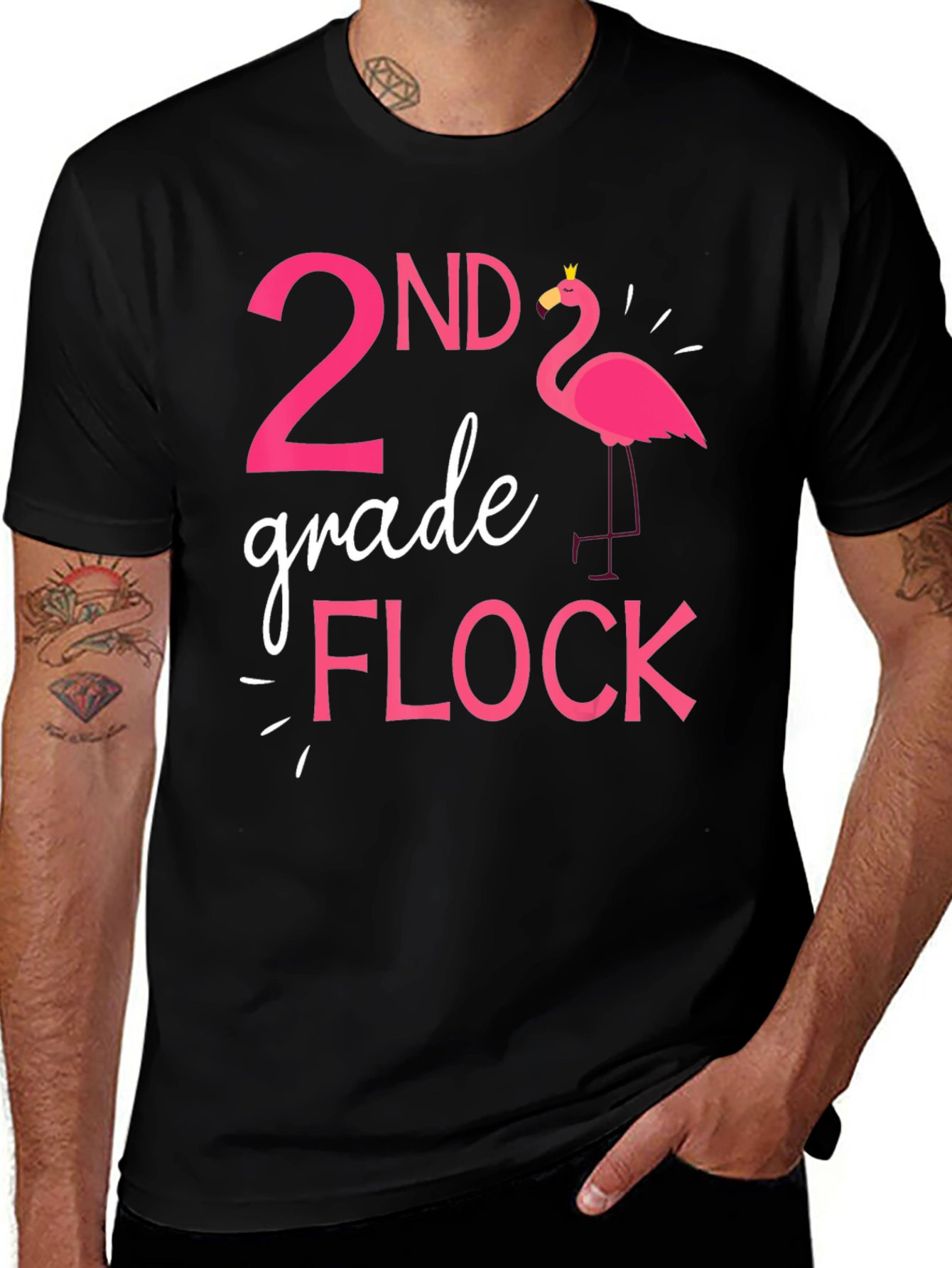 2nd Grade Flock Flamingo T-Shirt