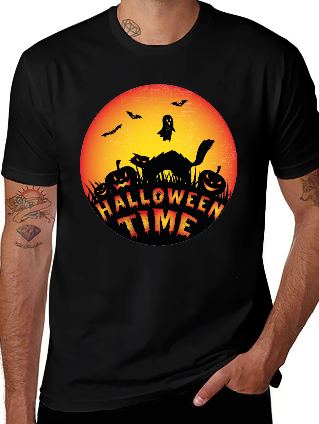Halloween Time Black Graphic Tee