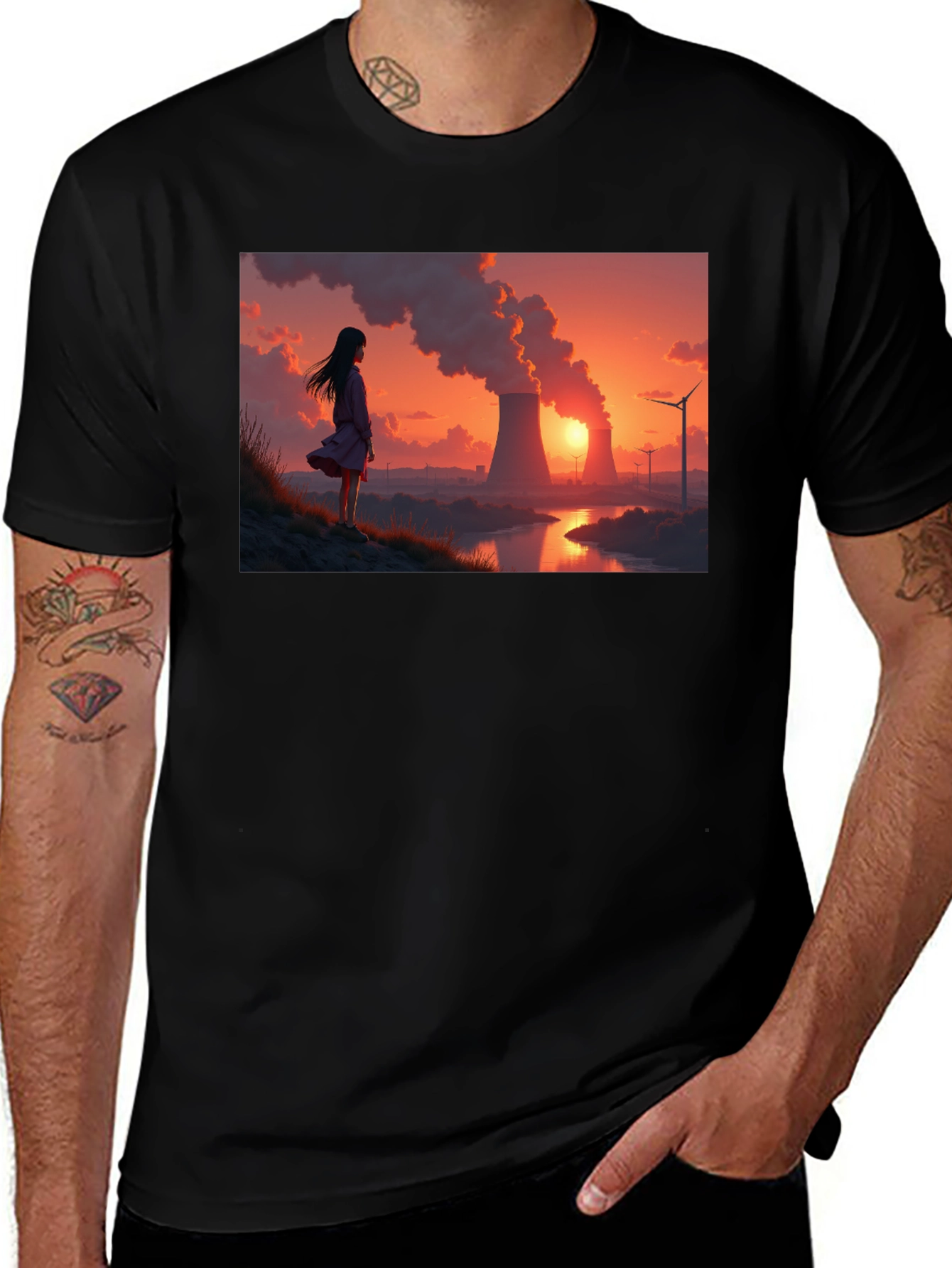 Variant 10 of Sunset Power Plant Graphic T-Shirt