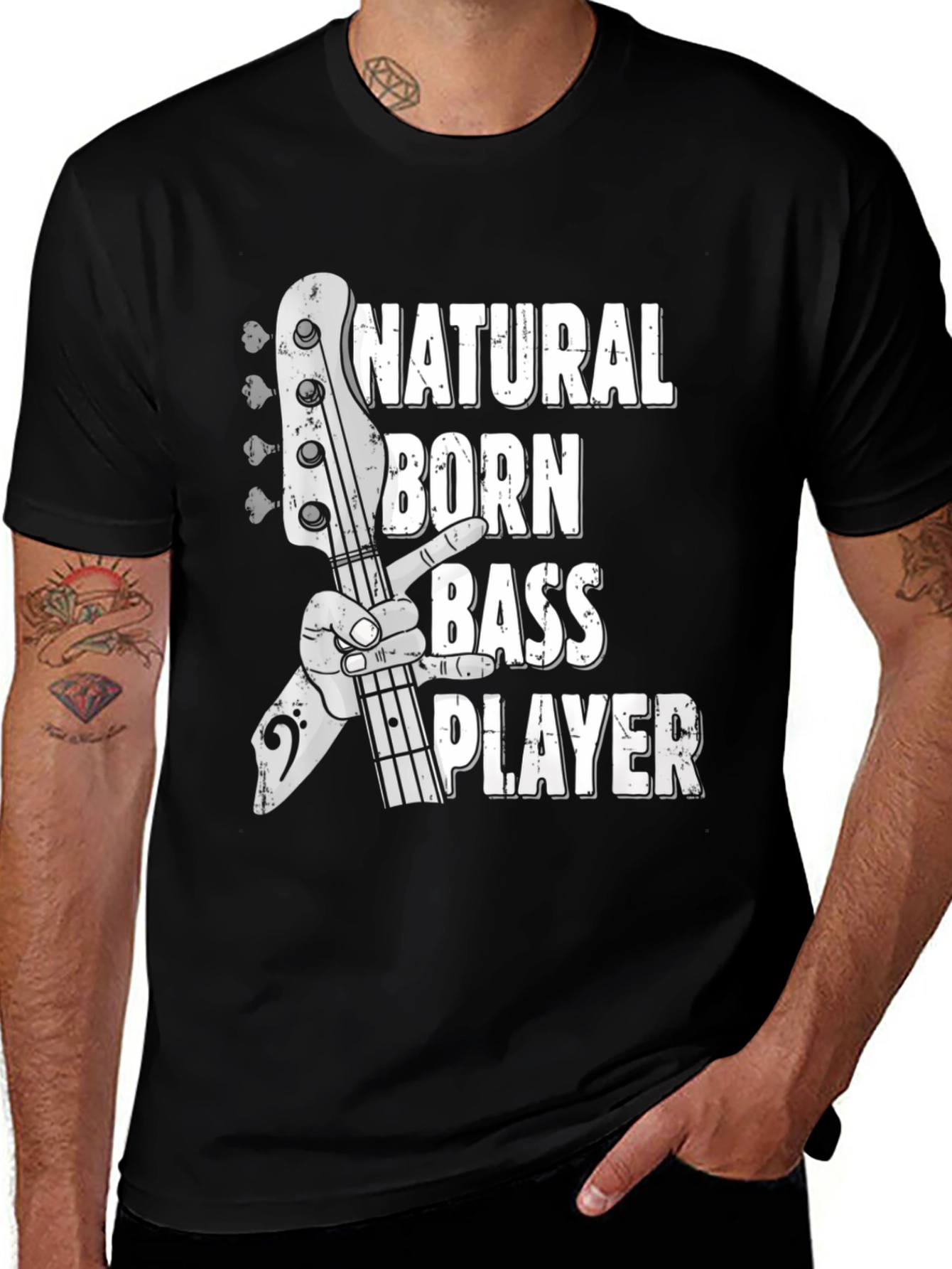 Variant 23 of Natural Born Bass Player Graphic T-Shirt