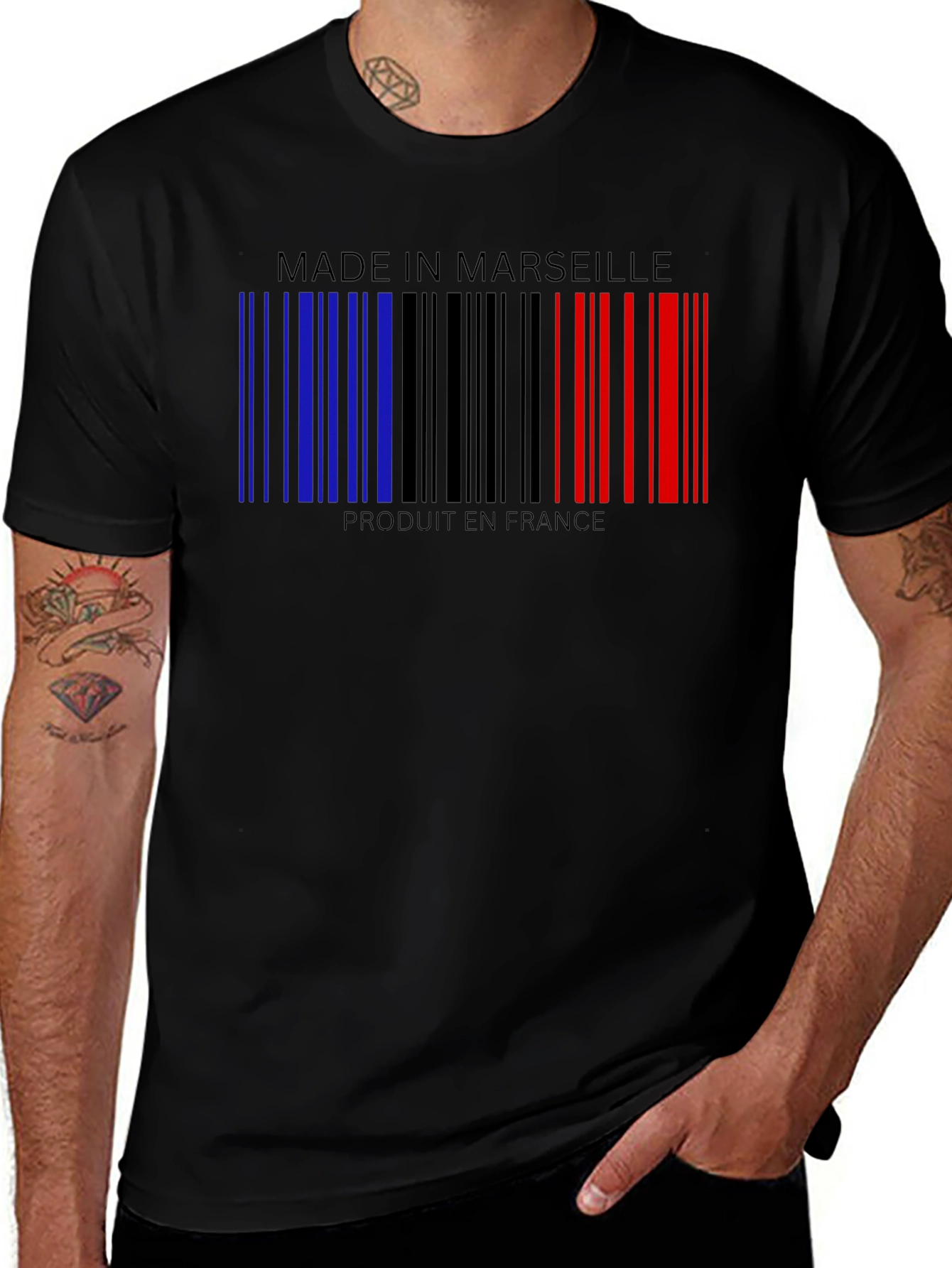 Made in Marseille France Barcode T-Shirt