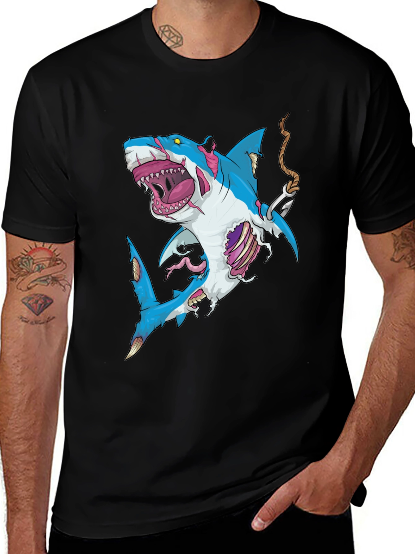 Variant 8 of Zombie Shark Graphic T-Shirt - Black