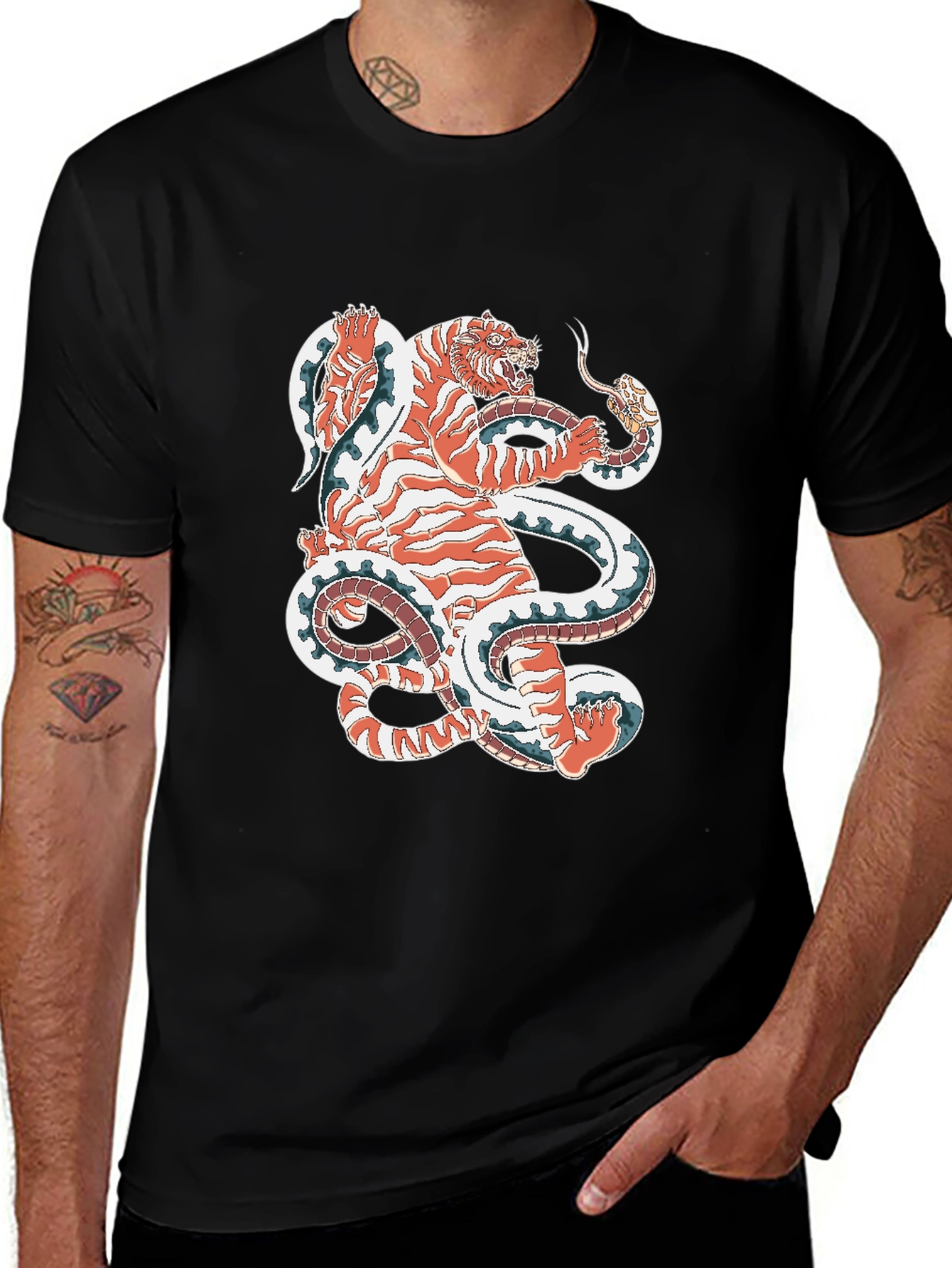 Variant 19 of Tiger vs Snake Graphic Tee - Unique Design!